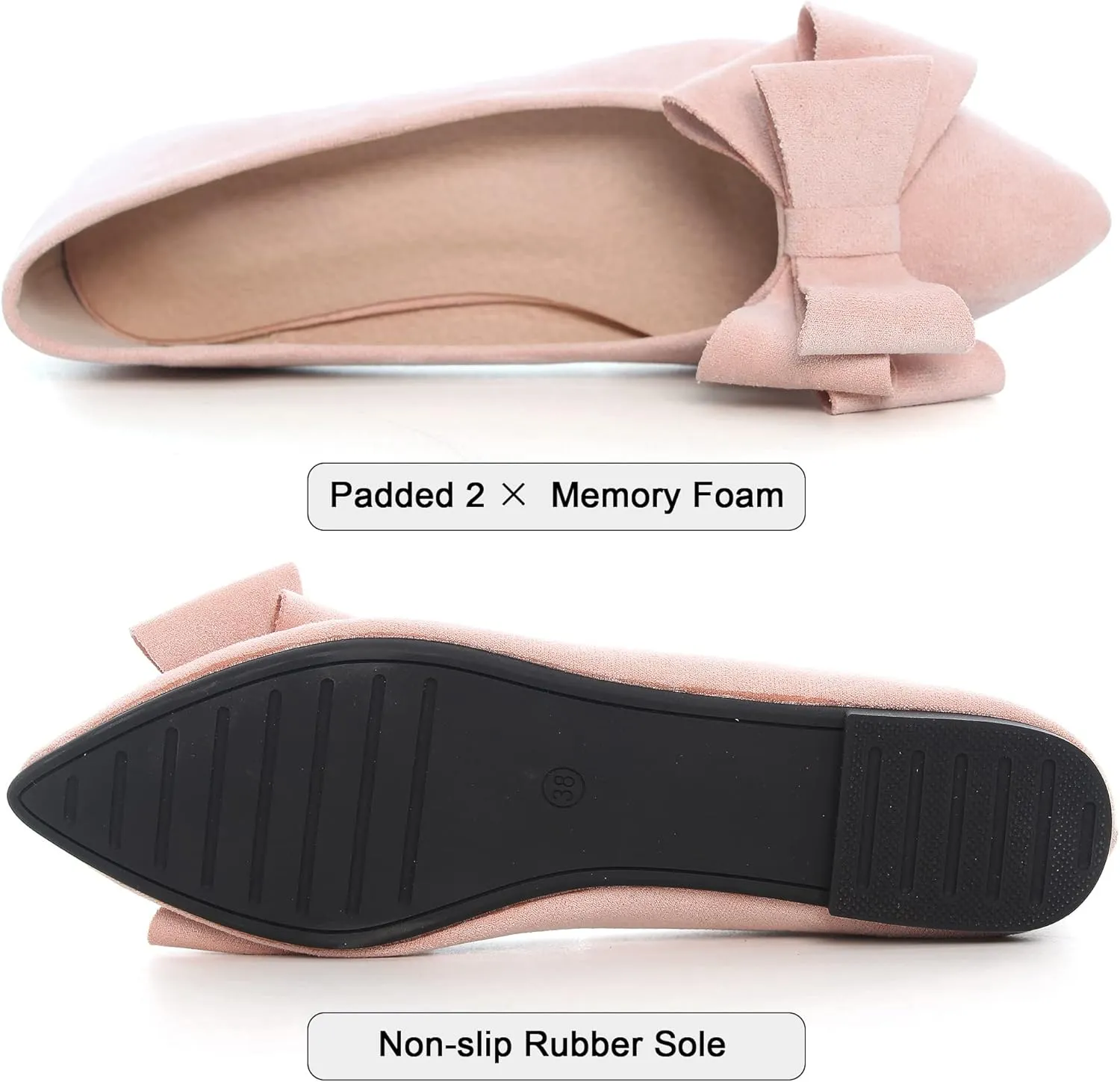 Dear Time Women's Casual Flats Bowknot Pointed Toe Ballet Flats Dressy Bridal Shoes Slip Ons Loafers for Women Comfortable Shoes