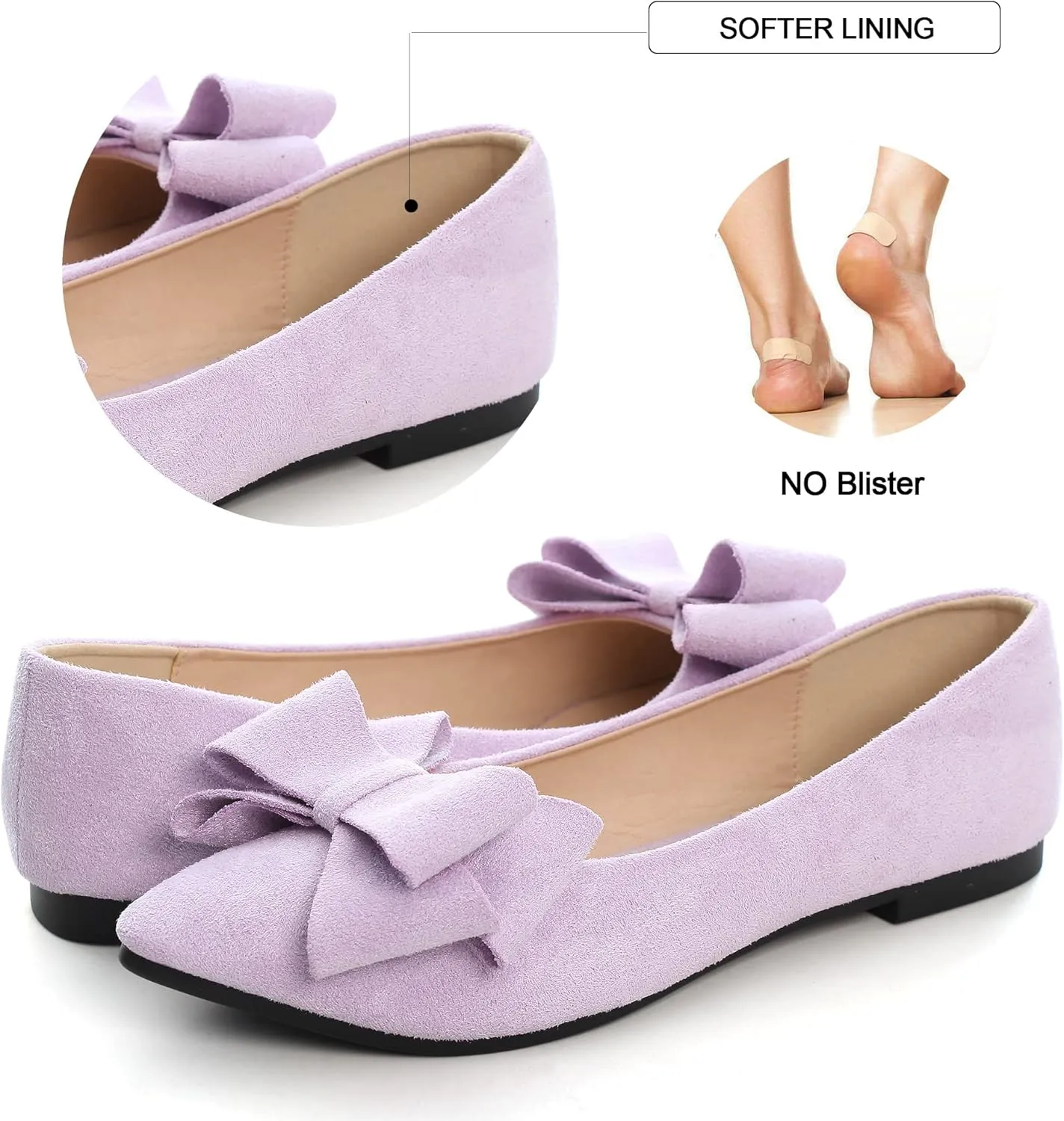 Dear Time Women's Casual Flats Bowknot Pointed Toe Ballet Flats Dressy Bridal Shoes Slip Ons Loafers for Women Comfortable Shoes