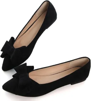 Dear Time Women's Casual Flats Bowknot Pointed Toe Ballet Flats Dressy Bridal Shoes Slip Ons Loafers for Women Comfortable Shoes