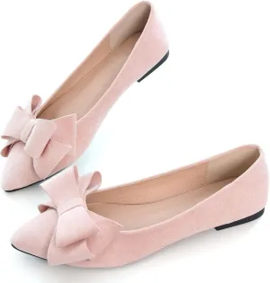 Dear Time Women's Casual Flats Bowknot Pointed Toe Ballet Flats Dressy Bridal Shoes Slip Ons Loafers for Women Comfortable Shoes