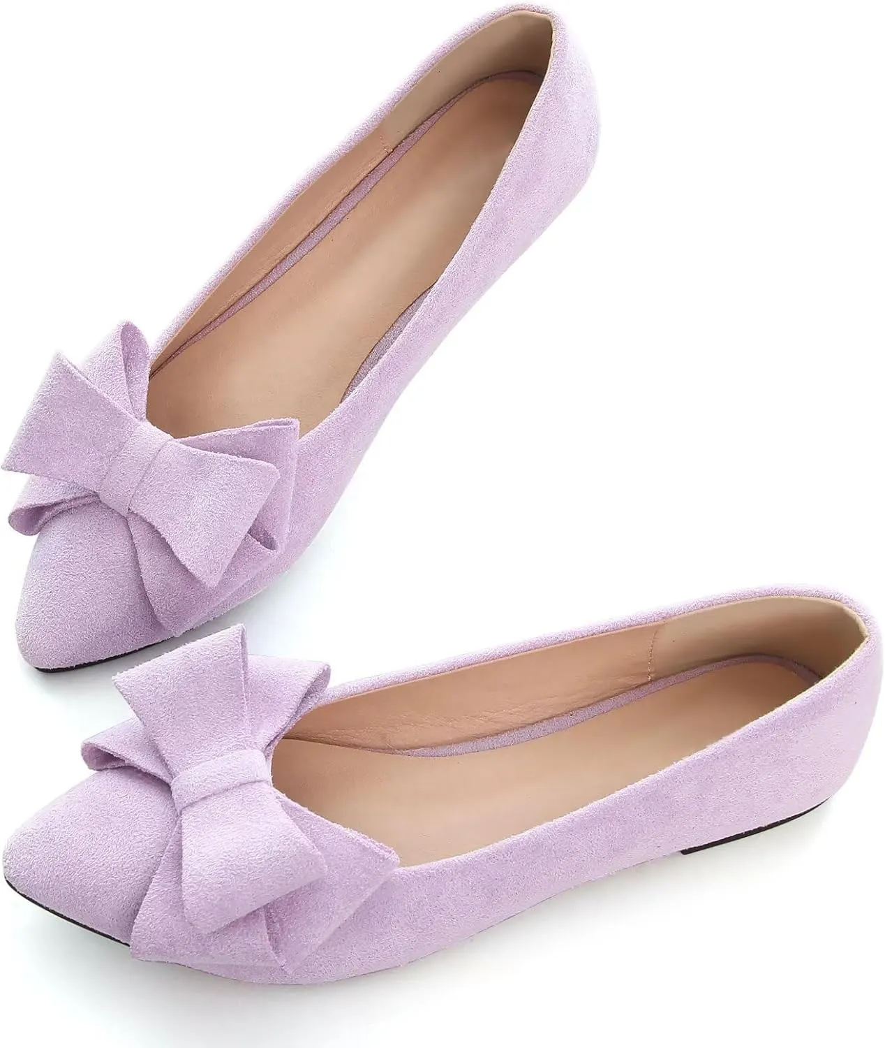 Dear Time Women's Casual Flats Bowknot Pointed Toe Ballet Flats Dressy Bridal Shoes Slip Ons Loafers for Women Comfortable Shoes