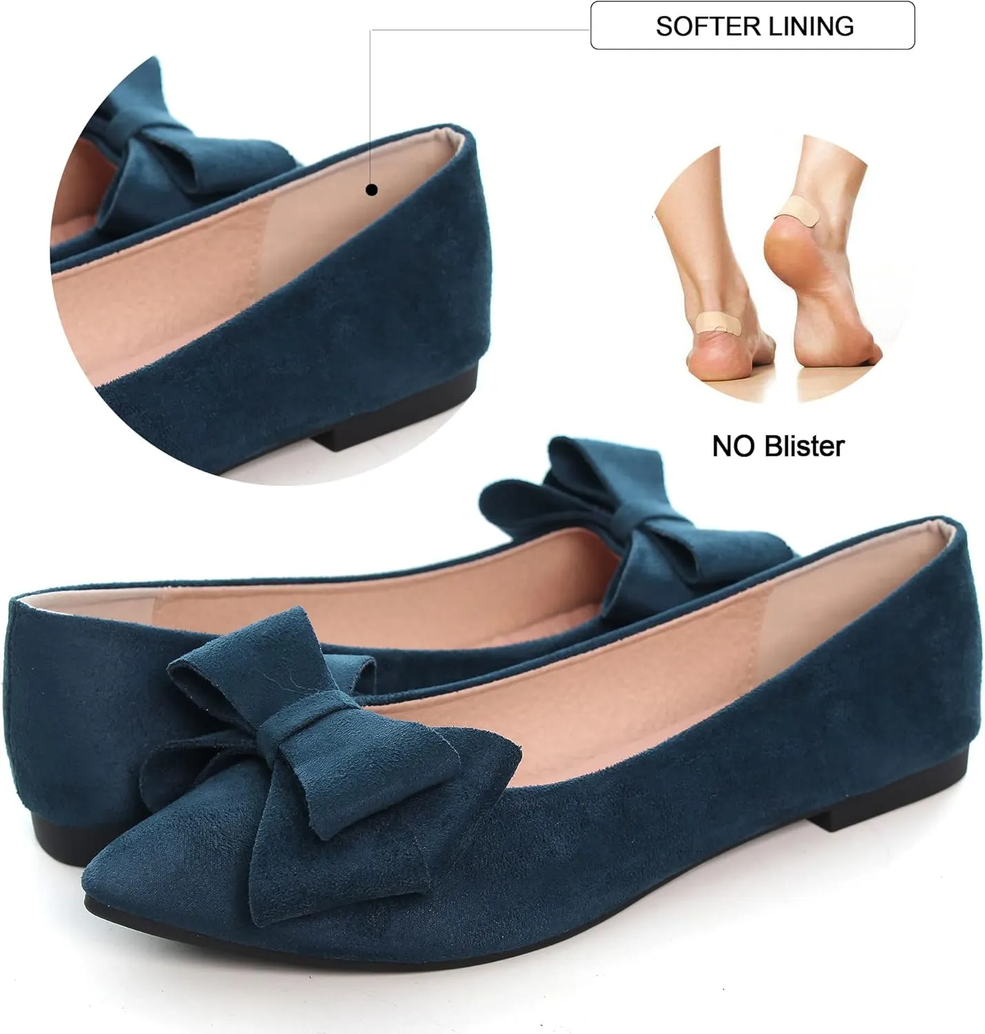 Dear Time Women's Casual Flats Bowknot Pointed Toe Ballet Flats Dressy Bridal Shoes Slip Ons Loafers for Women Comfortable Shoes