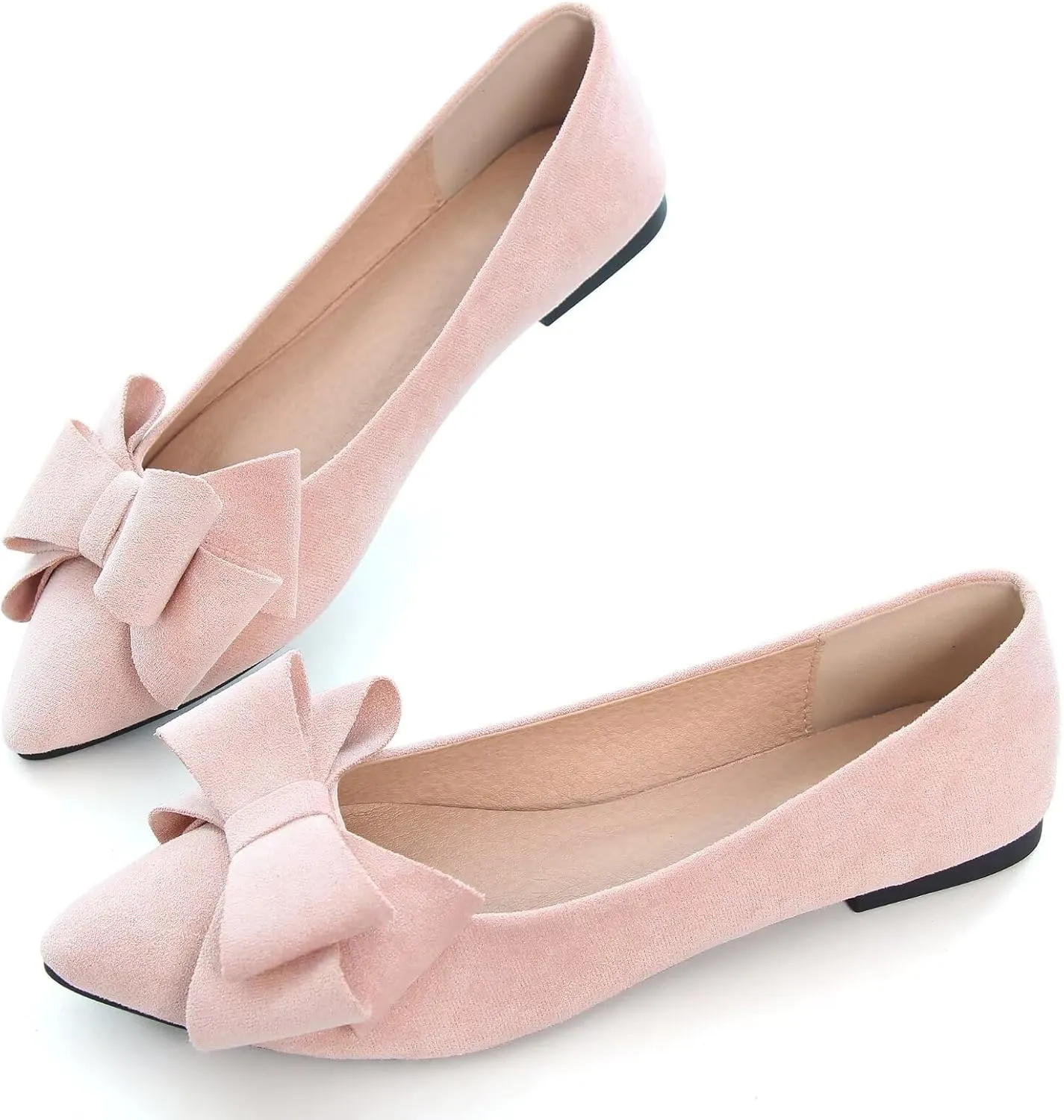 Dear Time Women's Casual Flats Bowknot Pointed Toe Ballet Flats Dressy Bridal Shoes Slip Ons Loafers for Women Comfortable Shoes