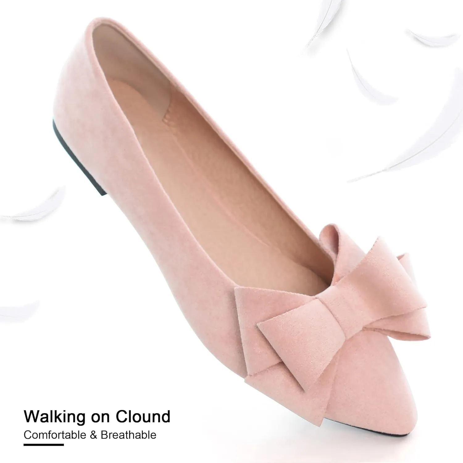 Dear Time Women's Casual Flats Bowknot Pointed Toe Ballet Flats Dressy Bridal Shoes Slip Ons Loafers for Women Comfortable Shoes