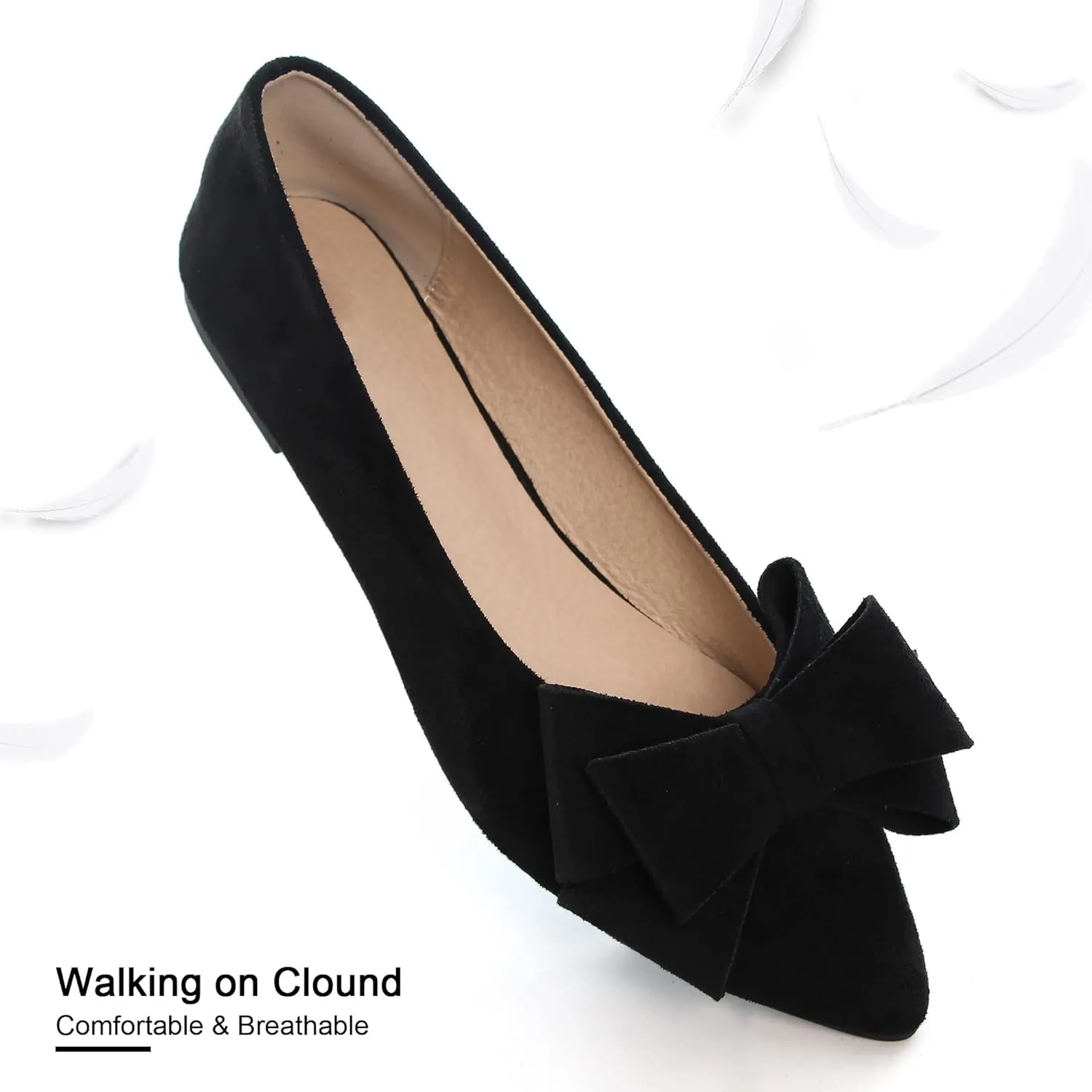 Dear Time Women's Casual Flats Bowknot Pointed Toe Ballet Flats Dressy Bridal Shoes Slip Ons Loafers for Women Comfortable Shoes