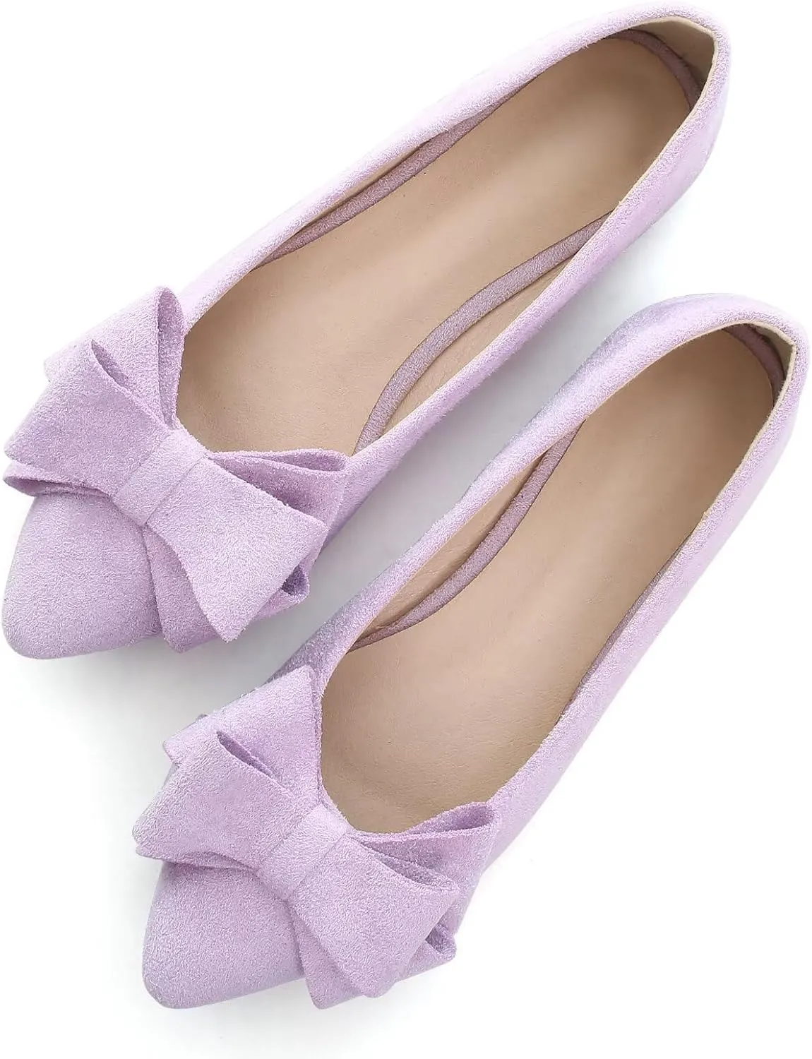 Dear Time Women's Casual Flats Bowknot Pointed Toe Ballet Flats Dressy Bridal Shoes Slip Ons Loafers for Women Comfortable Shoes