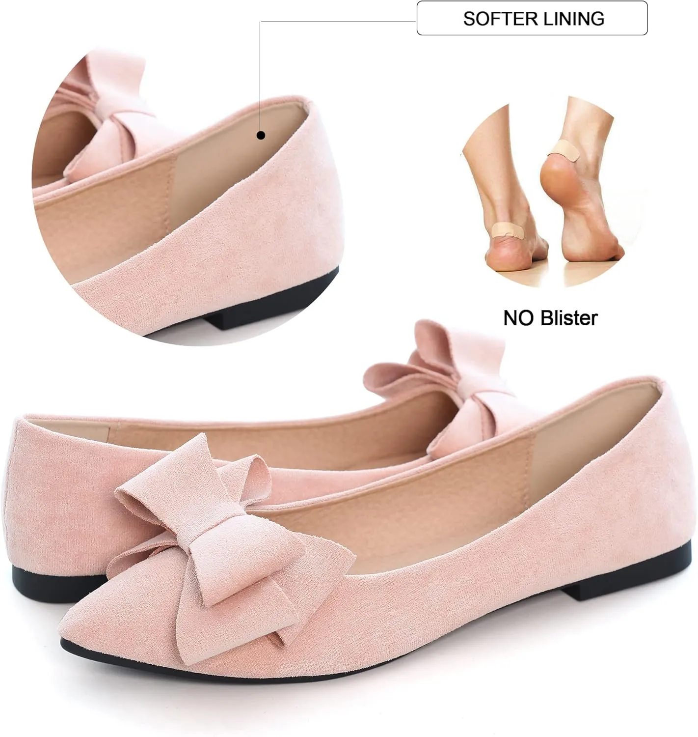 Dear Time Women's Casual Flats Bowknot Pointed Toe Ballet Flats Dressy Bridal Shoes Slip Ons Loafers for Women Comfortable Shoes