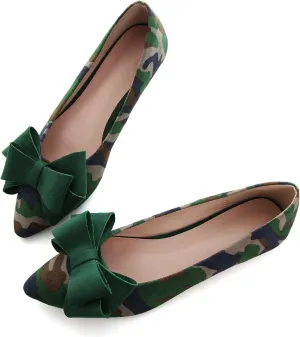 Dear Time Women's Casual Flats Bowknot Pointed Toe Ballet Flats Dressy Bridal Shoes Slip Ons Loafers for Women Comfortable Shoes