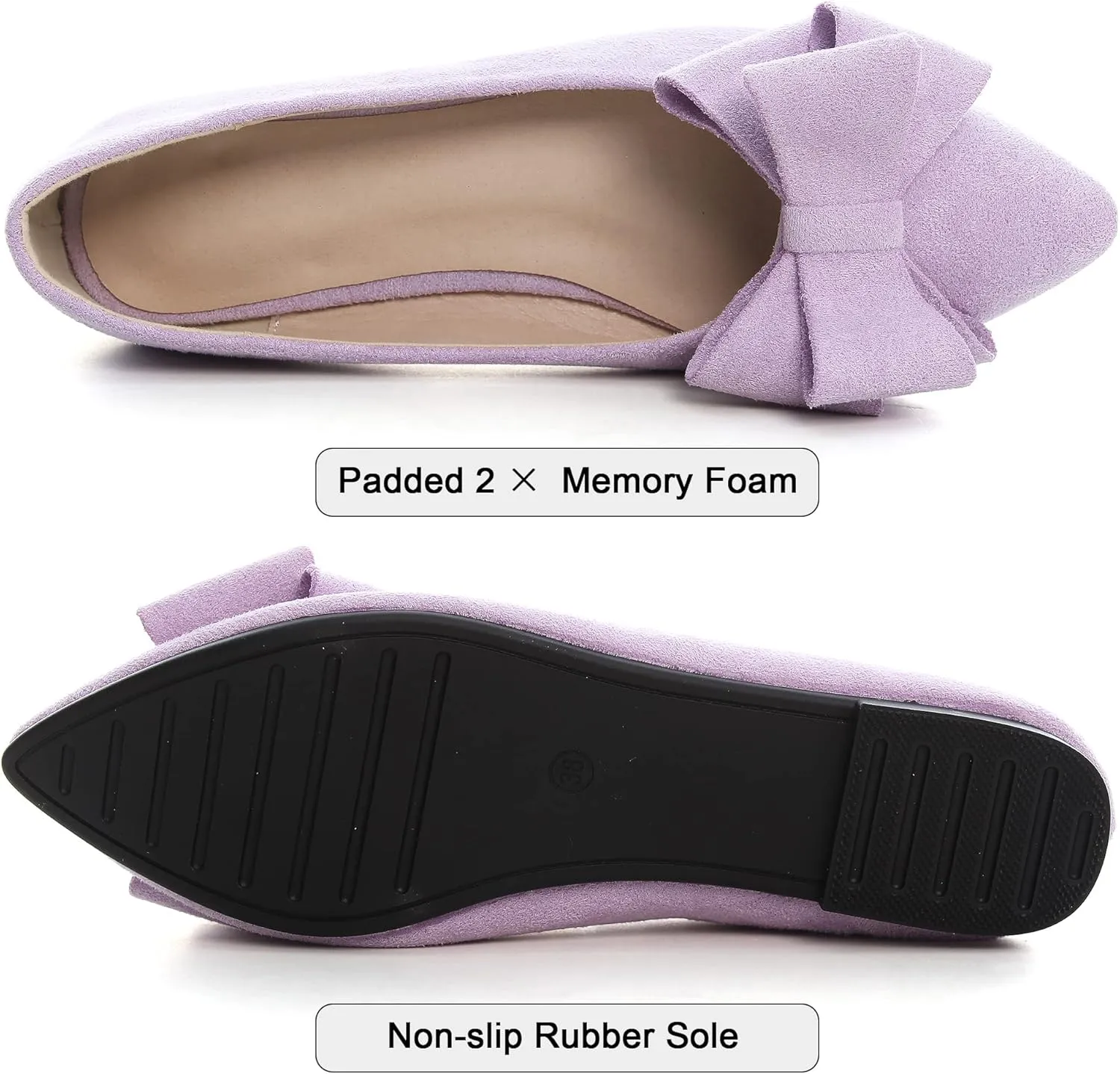 Dear Time Women's Casual Flats Bowknot Pointed Toe Ballet Flats Dressy Bridal Shoes Slip Ons Loafers for Women Comfortable Shoes