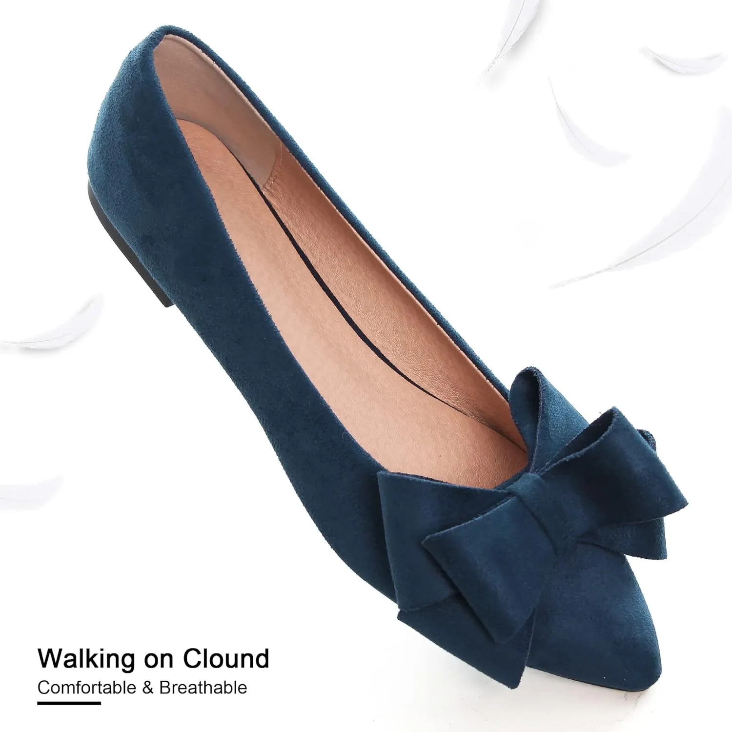 Dear Time Women's Casual Flats Bowknot Pointed Toe Ballet Flats Dressy Bridal Shoes Slip Ons Loafers for Women Comfortable Shoes
