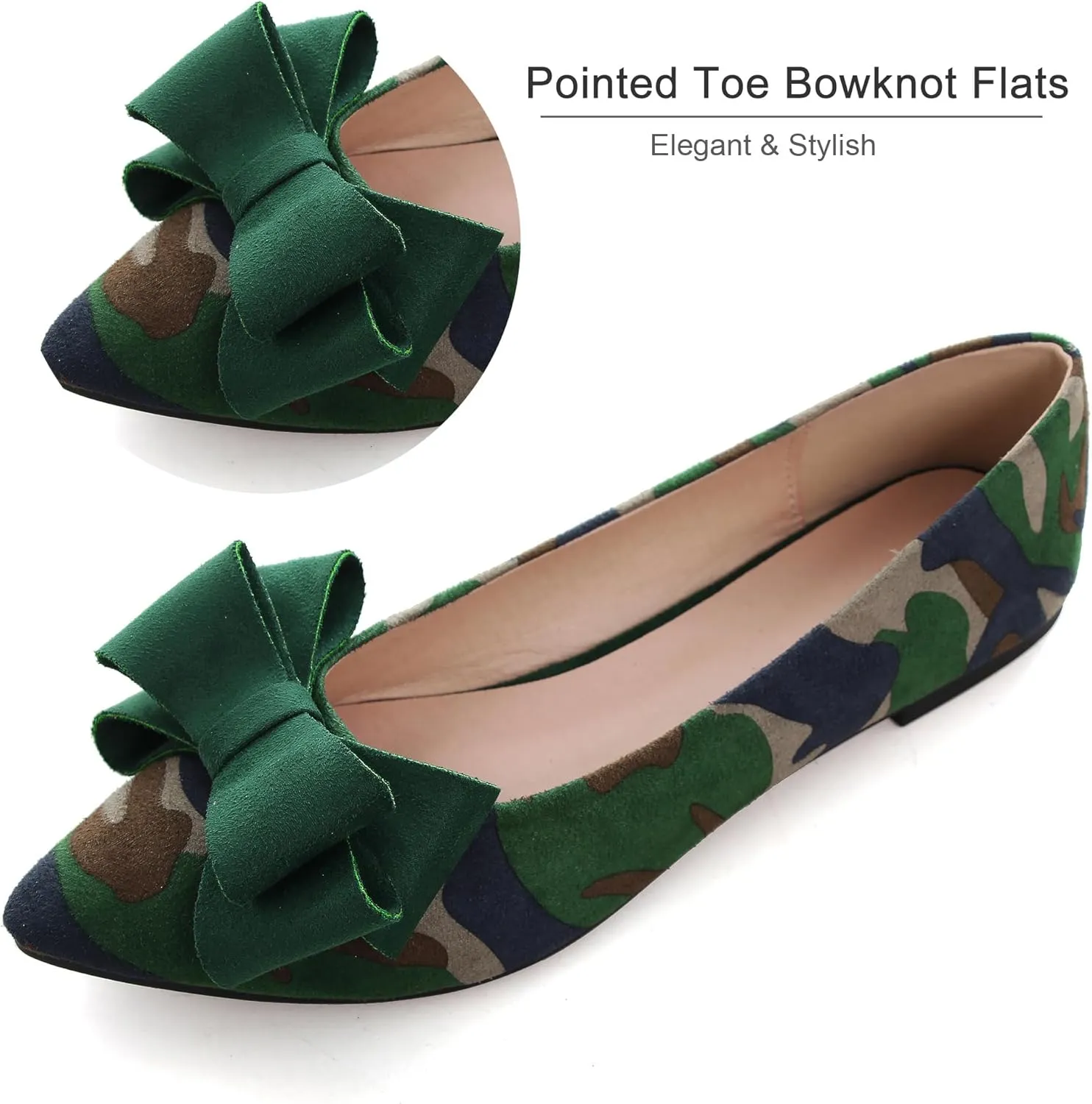 Dear Time Women's Casual Flats Bowknot Pointed Toe Ballet Flats Dressy Bridal Shoes Slip Ons Loafers for Women Comfortable Shoes