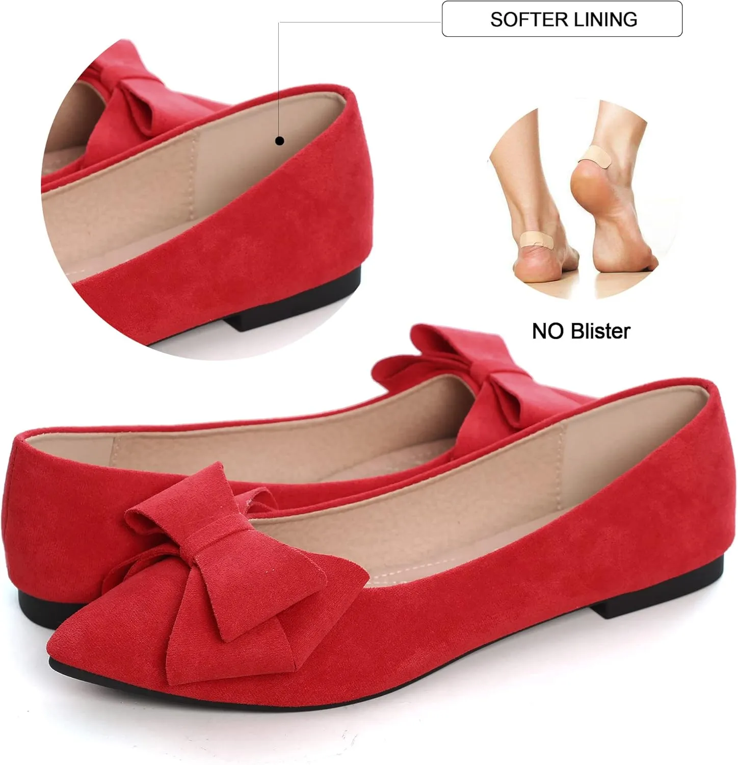 Dear Time Women's Casual Flats Bowknot Pointed Toe Ballet Flats Dressy Bridal Shoes Slip Ons Loafers for Women Comfortable Shoes