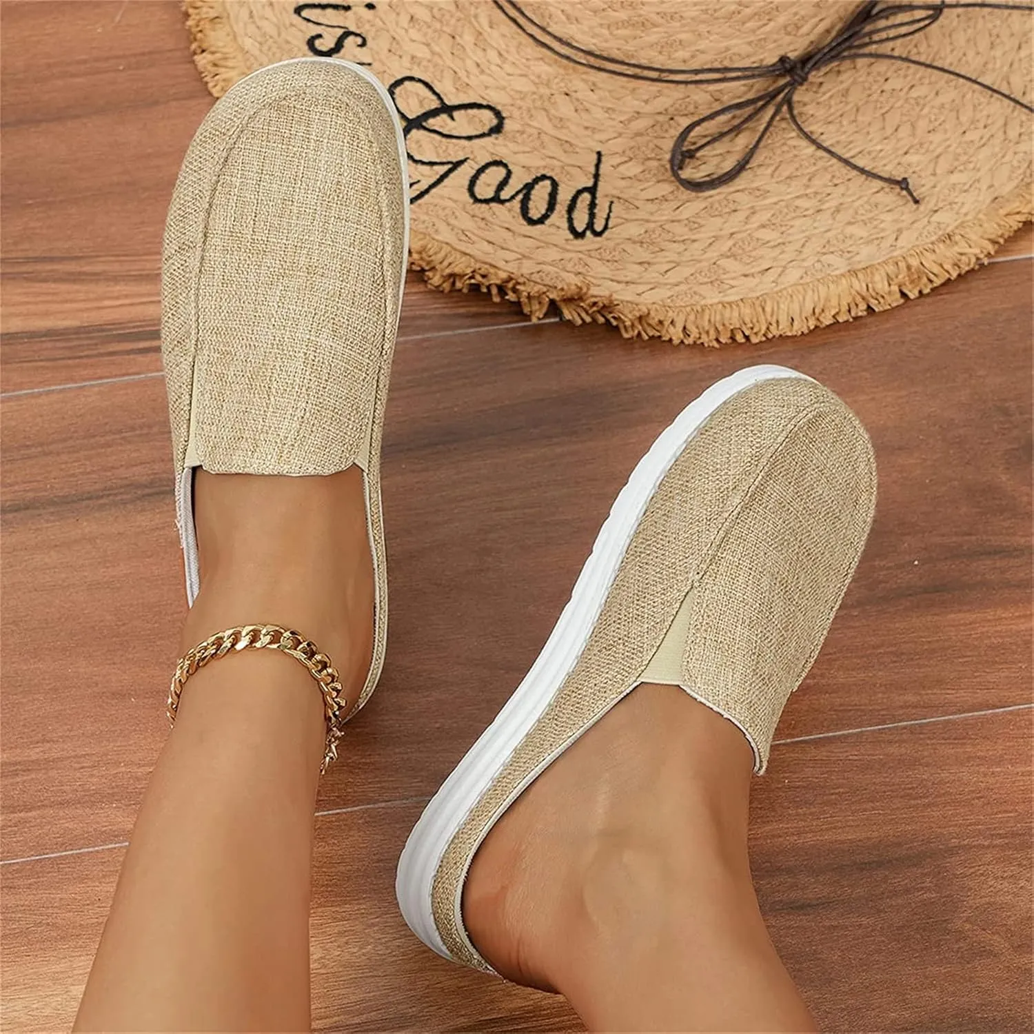 DOIX Women's Canvas Mules - Grey, One Size (US 11) - Memory Foam Insole & Outsole - Casual, Comfortable Slip On Slides - Walking, Party - Spring, Summer