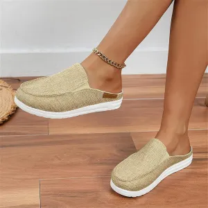 DOIX Women's Canvas Mules - Grey, One Size (US 11) - Memory Foam Insole & Outsole - Casual, Comfortable Slip On Slides - Walking, Party - Spring, Summer