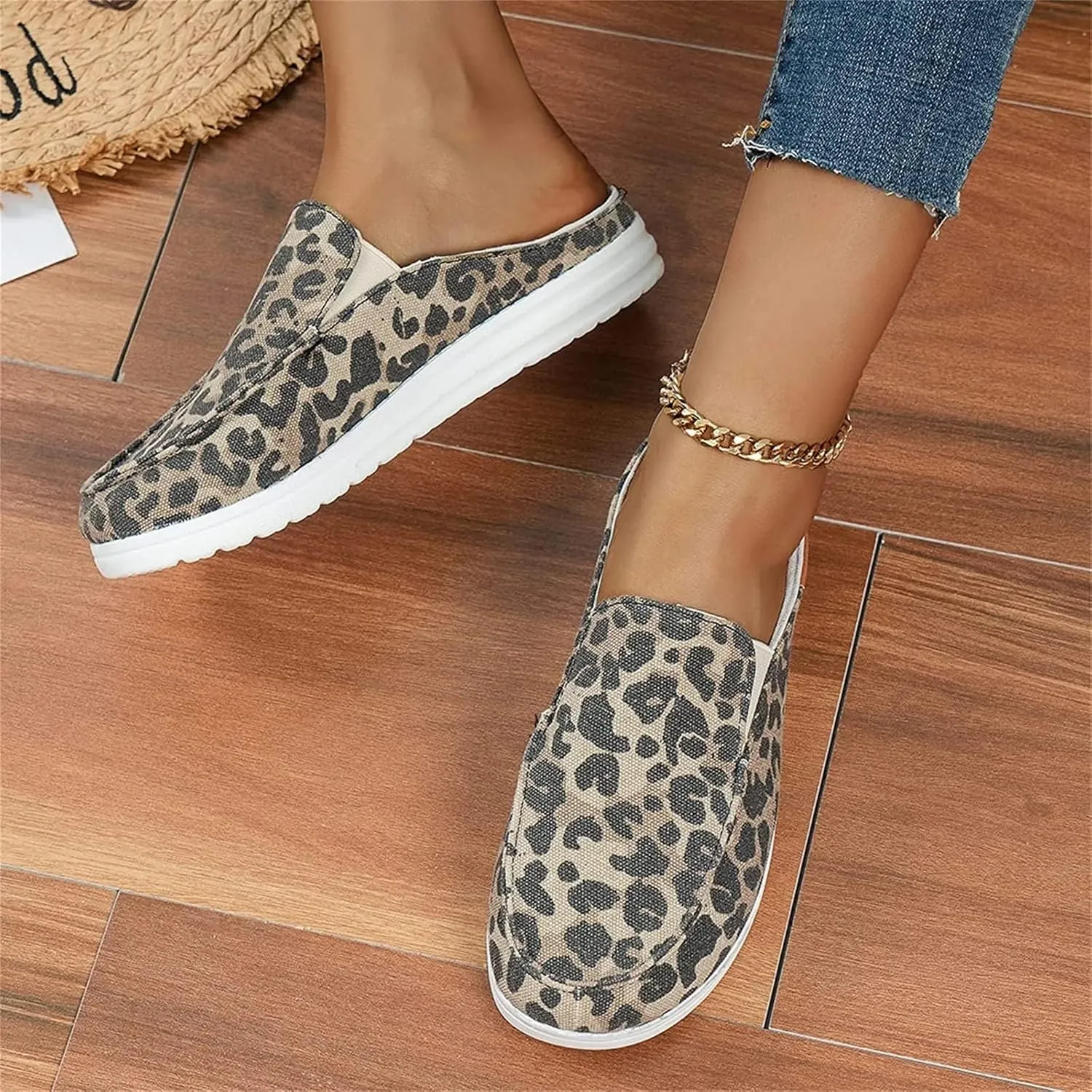 DOIX Women's Canvas Mules - Grey, One Size (US 11) - Memory Foam Insole & Outsole - Casual, Comfortable Slip On Slides - Walking, Party - Spring, Summer