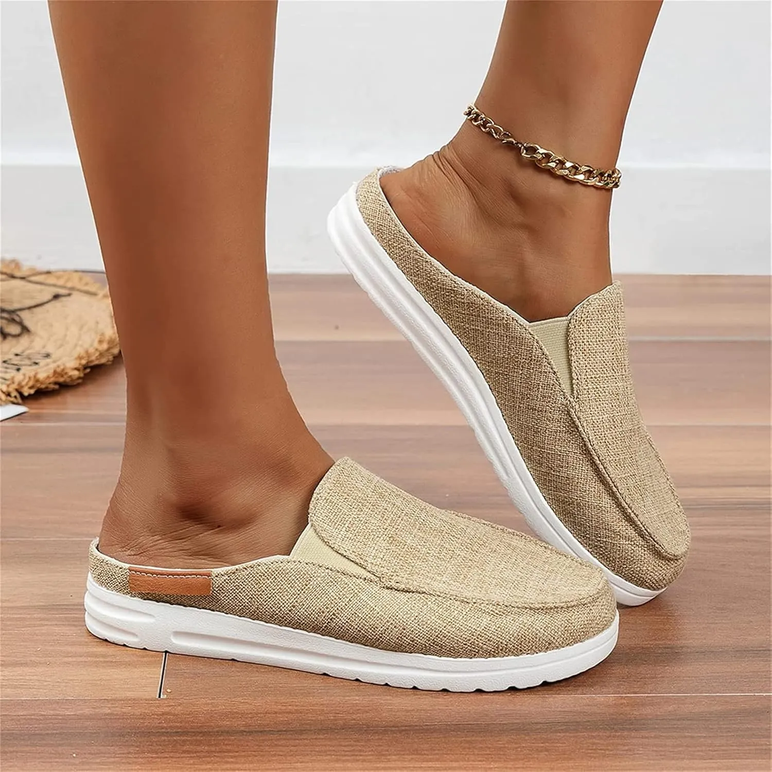 DOIX Women's Canvas Mules - Grey, One Size (US 11) - Memory Foam Insole & Outsole - Casual, Comfortable Slip On Slides - Walking, Party - Spring, Summer