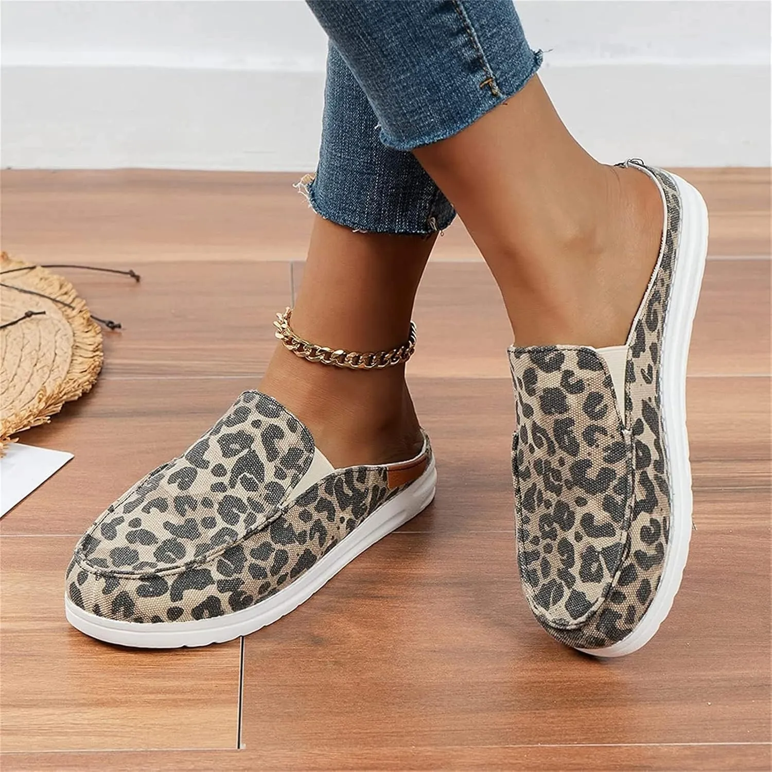 DOIX Women's Canvas Mules - Grey, One Size (US 11) - Memory Foam Insole & Outsole - Casual, Comfortable Slip On Slides - Walking, Party - Spring, Summer