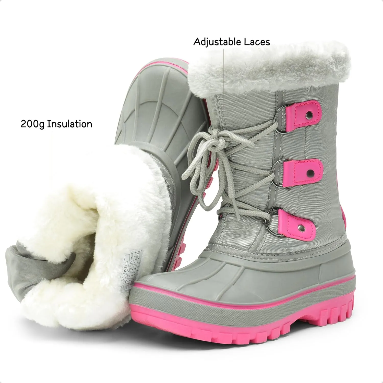 DREAM PAIRS Boys & Girls Faux Fur-Lined Ankle Winter Snow Boots