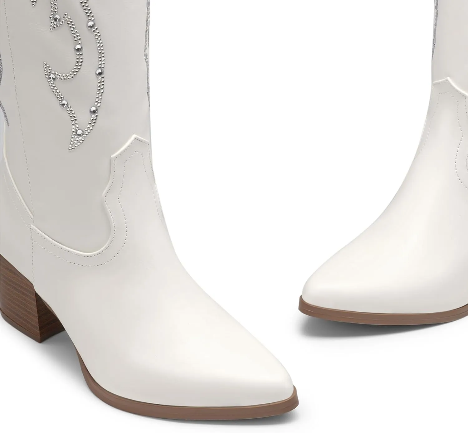 DREAM PAIRS Cowboy Boots for Women Cowgirl Knee High Boots Comfortable Pull On Zipper Chunky Heel Pointed Toe Embroidered Western Boots