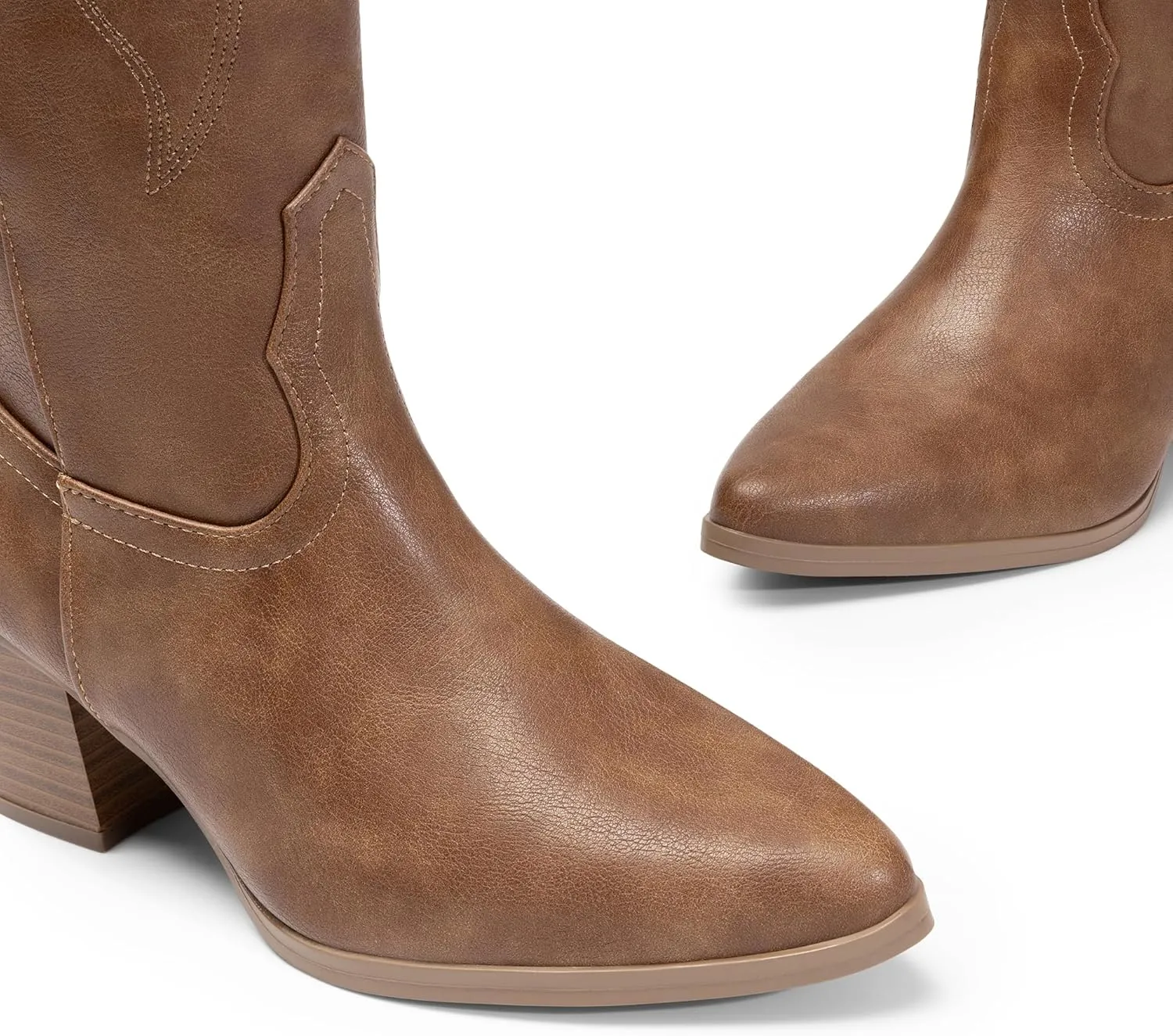 DREAM PAIRS Cowboy Boots for Women Cowgirl Knee High Boots Comfortable Pull On Zipper Chunky Heel Pointed Toe Embroidered Western Boots
