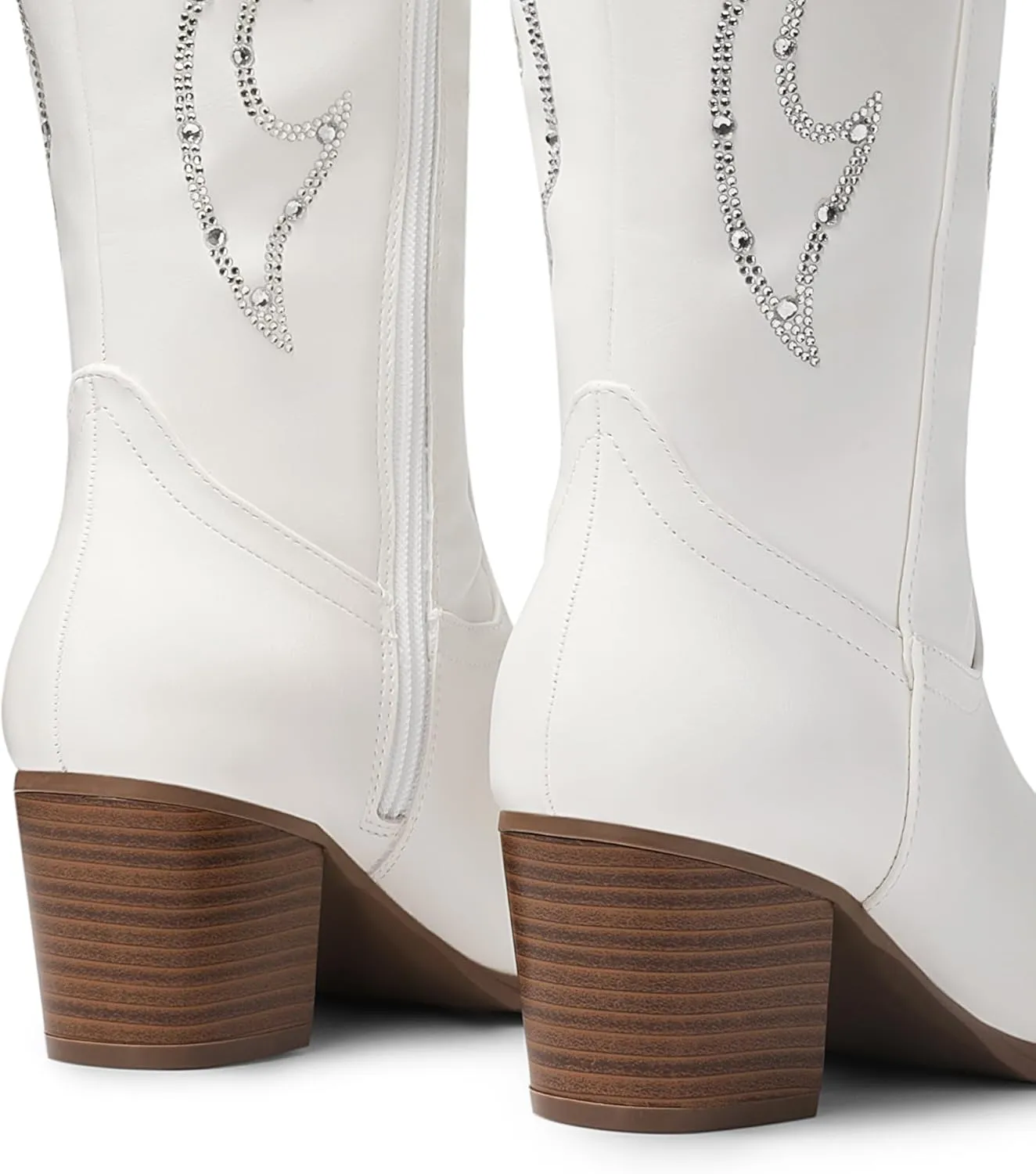 DREAM PAIRS Cowboy Boots for Women Cowgirl Knee High Boots Comfortable Pull On Zipper Chunky Heel Pointed Toe Embroidered Western Boots