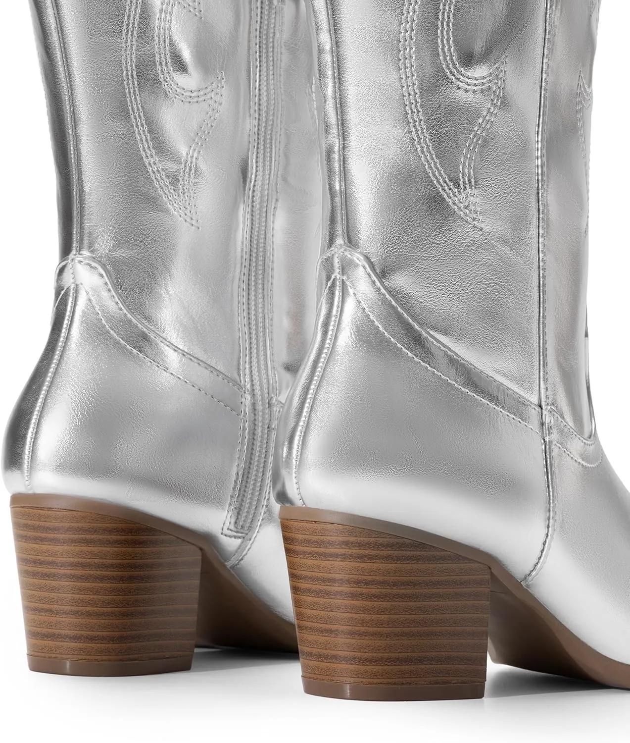 DREAM PAIRS Cowboy Boots for Women Cowgirl Knee High Boots Comfortable Pull On Zipper Chunky Heel Pointed Toe Embroidered Western Boots