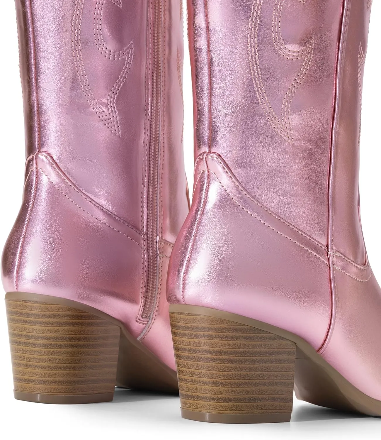 DREAM PAIRS Cowboy Boots for Women Cowgirl Knee High Boots Comfortable Pull On Zipper Chunky Heel Pointed Toe Embroidered Western Boots