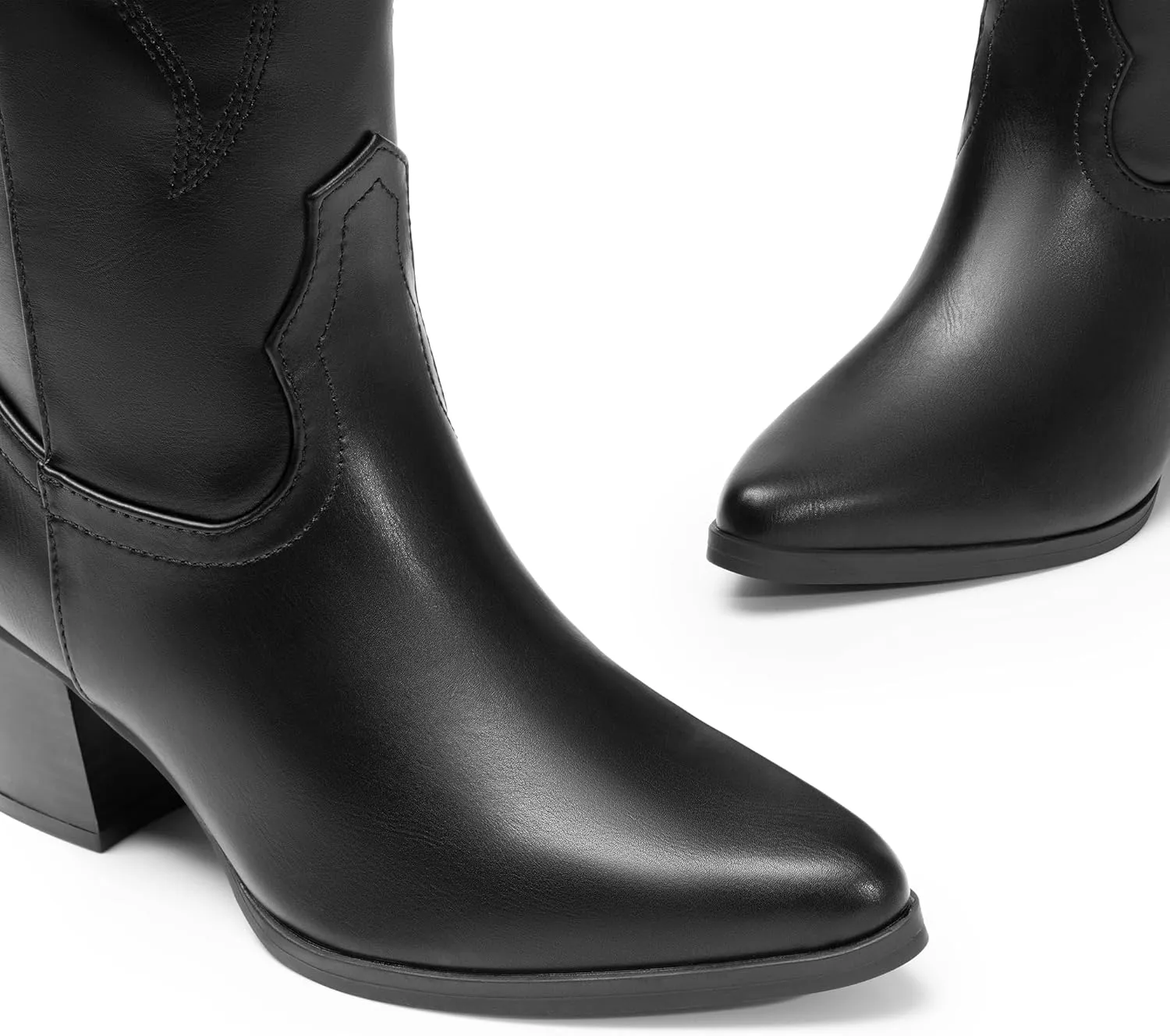 DREAM PAIRS Cowboy Boots for Women Cowgirl Knee High Boots Comfortable Pull On Zipper Chunky Heel Pointed Toe Embroidered Western Boots