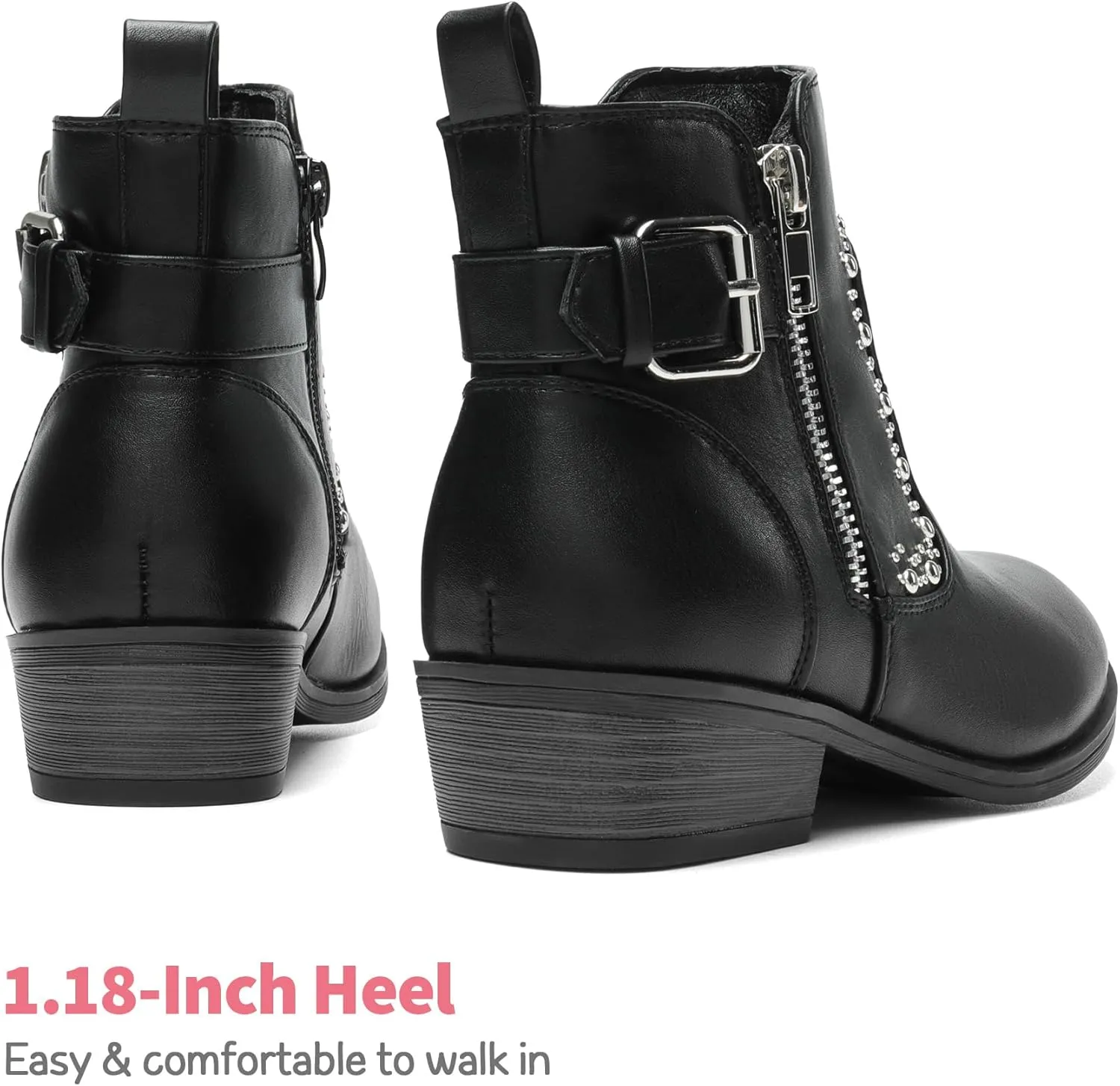 DREAM PAIRS Girls Boots Low Heel Side Zipper Ankle Booties Little Kid/Big Kid