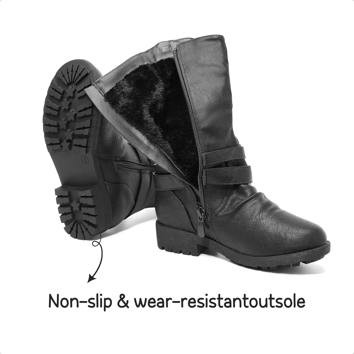 DREAM PAIRS Girls Buckle Zipper Knee High Winter Boots