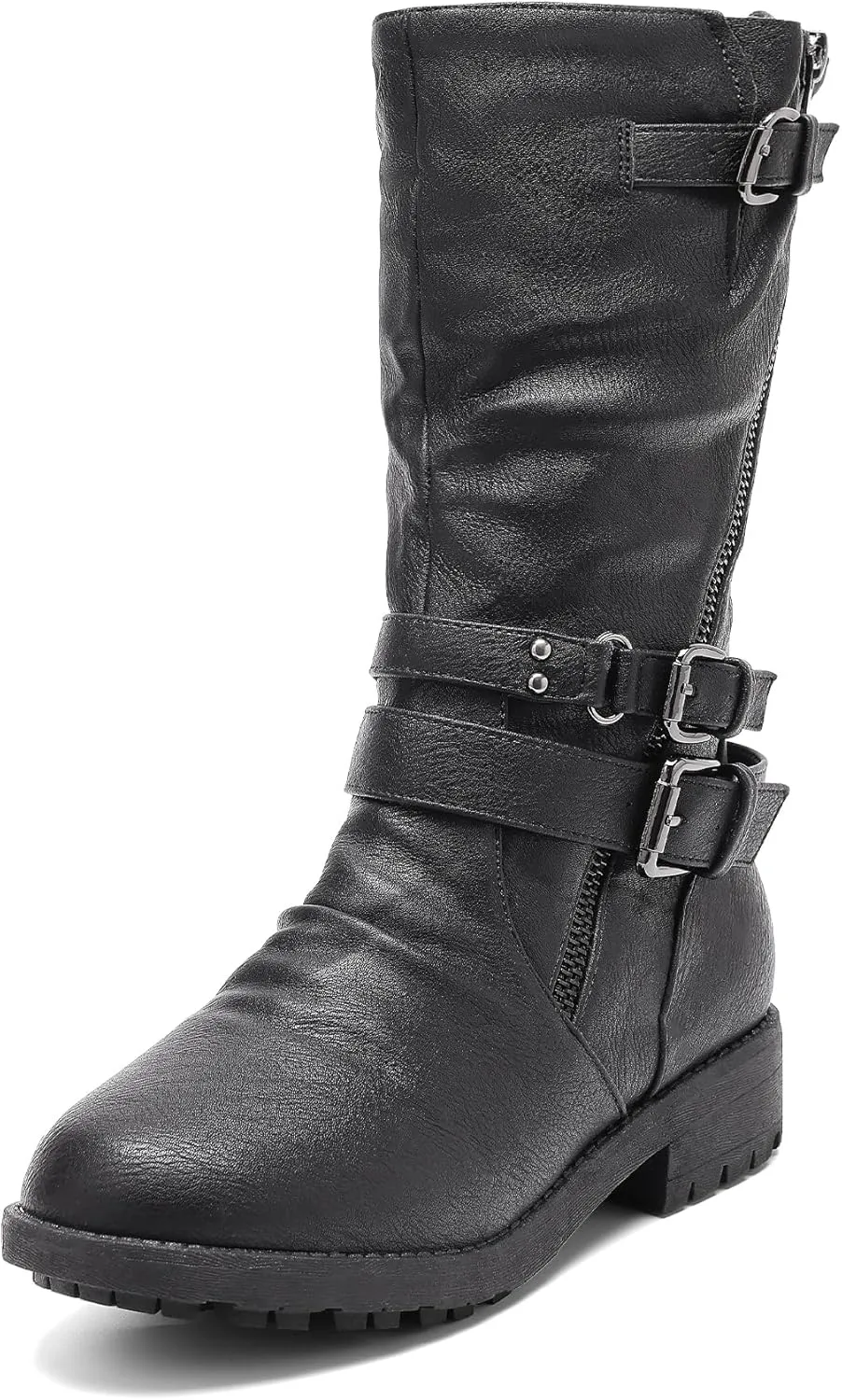 DREAM PAIRS Girls Buckle Zipper Knee High Winter Boots