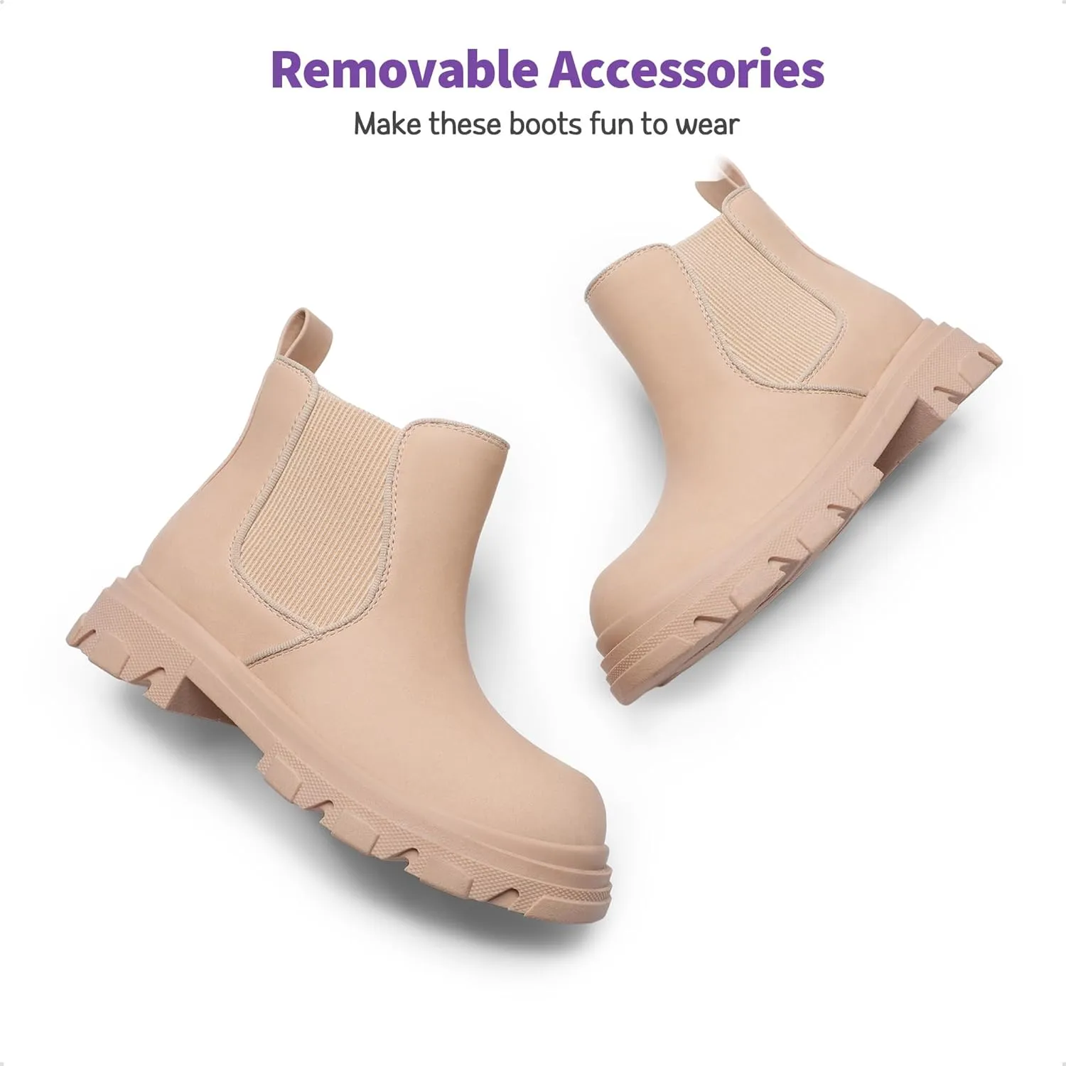 DREAM PAIRS Girls Chelsea Boots Side Zipper Lug Sole Ankle Booties Toddler/Little Kid/Big Kid