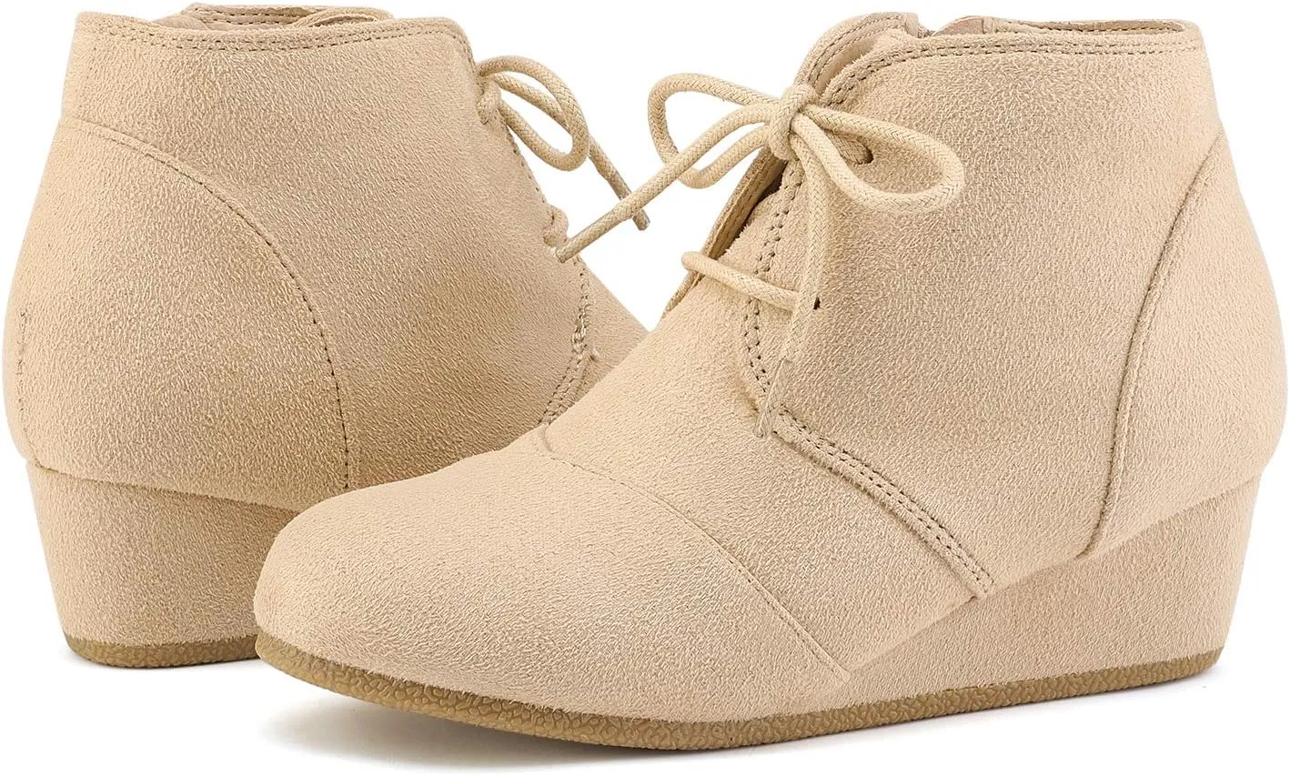 DREAM PAIRS Girls Low Wedge Heel Booties Side Zipper Ankle Boots Toddler/Little Kid/Big Kid