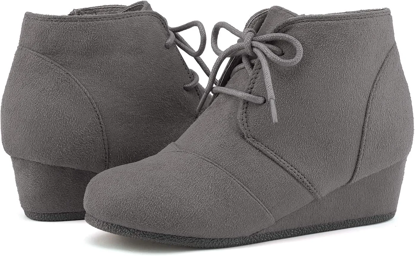 DREAM PAIRS Girls Low Wedge Heel Booties Side Zipper Ankle Boots Toddler/Little Kid/Big Kid