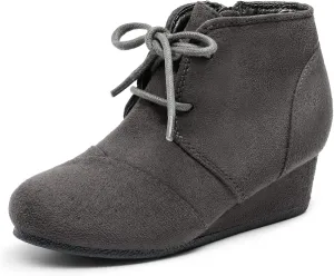 DREAM PAIRS Girls Low Wedge Heel Booties Side Zipper Ankle Boots Toddler/Little Kid/Big Kid
