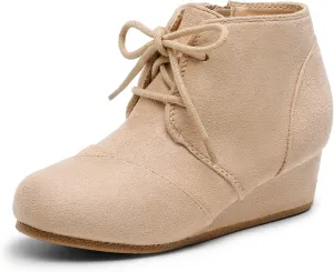 DREAM PAIRS Girls Low Wedge Heel Booties Side Zipper Ankle Boots Toddler/Little Kid/Big Kid