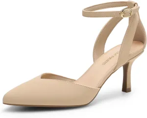 DREAM PAIRS Pointed Closed Toe Kitten Heels Stiletto Ankle Strap Women's Pumps Shoes for Women Wedding Party Dress Sandals
