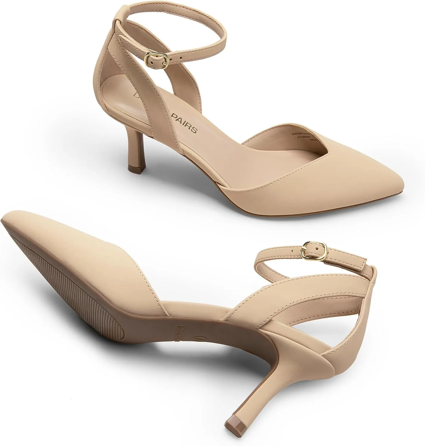 DREAM PAIRS Pointed Closed Toe Kitten Heels Stiletto Ankle Strap Women's Pumps Shoes for Women Wedding Party Dress Sandals