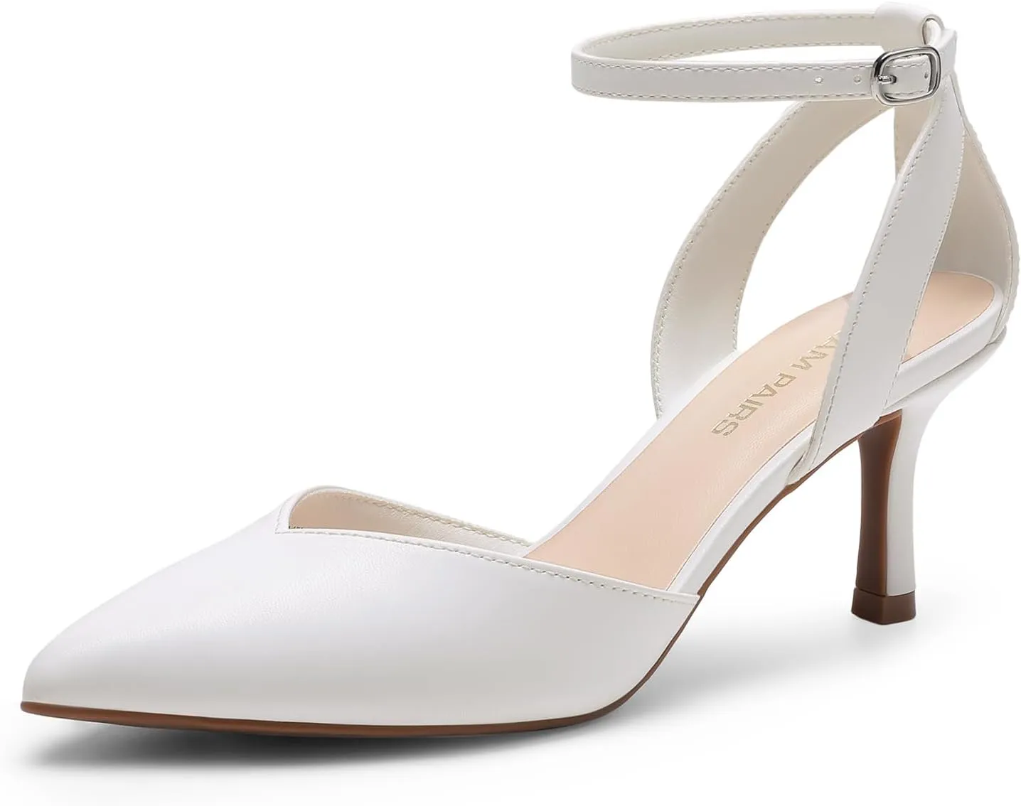DREAM PAIRS Pointed Closed Toe Kitten Heels Stiletto Ankle Strap Women's Pumps Shoes for Women Wedding Party Dress Sandals
