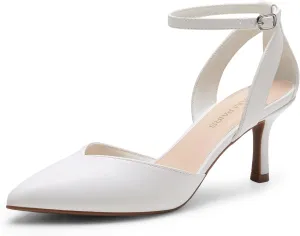 DREAM PAIRS Pointed Closed Toe Kitten Heels Stiletto Ankle Strap Women's Pumps Shoes for Women Wedding Party Dress Sandals