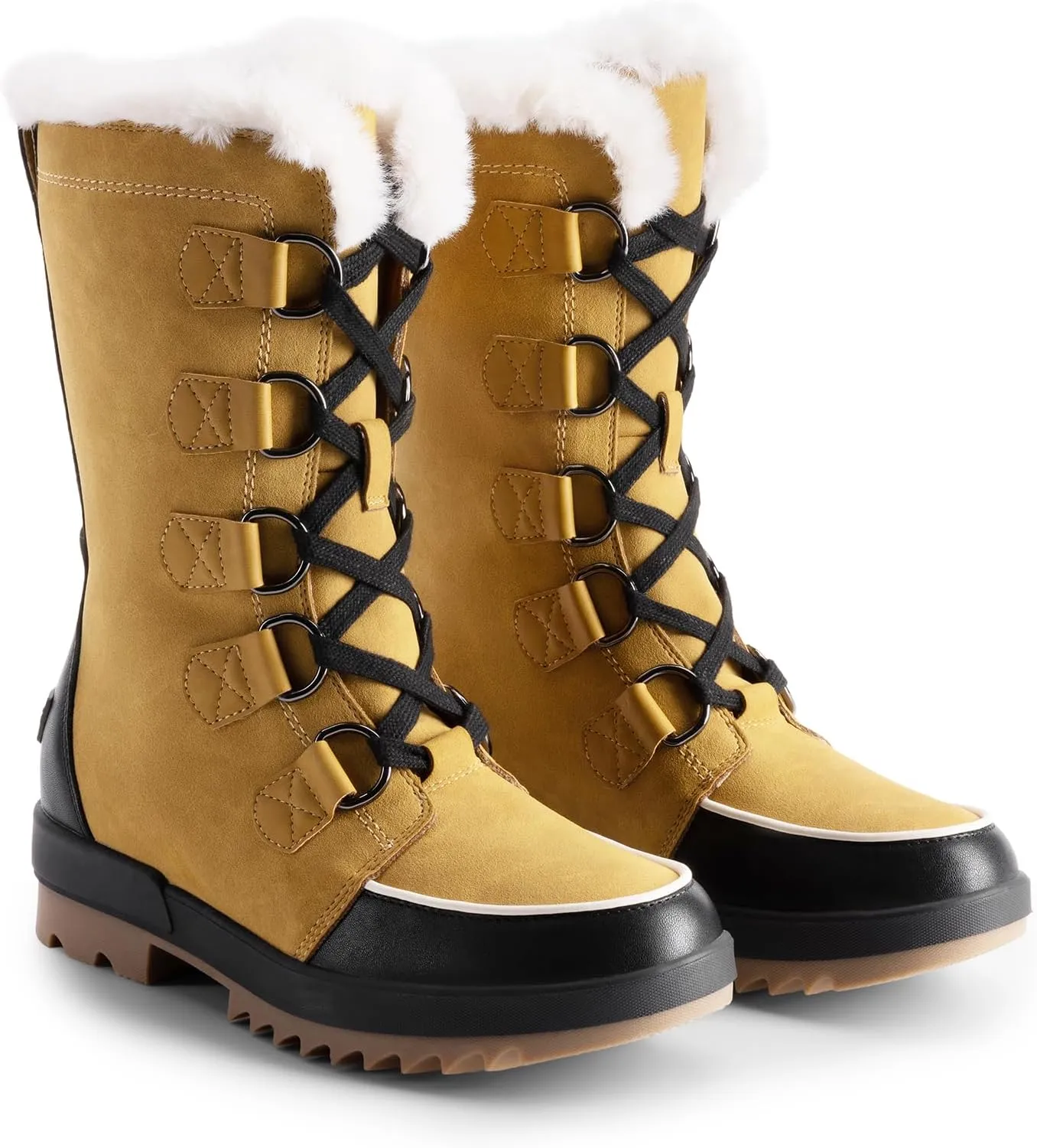 DREAM PAIRS Snow Winter Boots for Women Resistant Warm Mid-Calf Boots Faux Fur Lined Lace Up Anti-slip Outdoor Hiking Booties