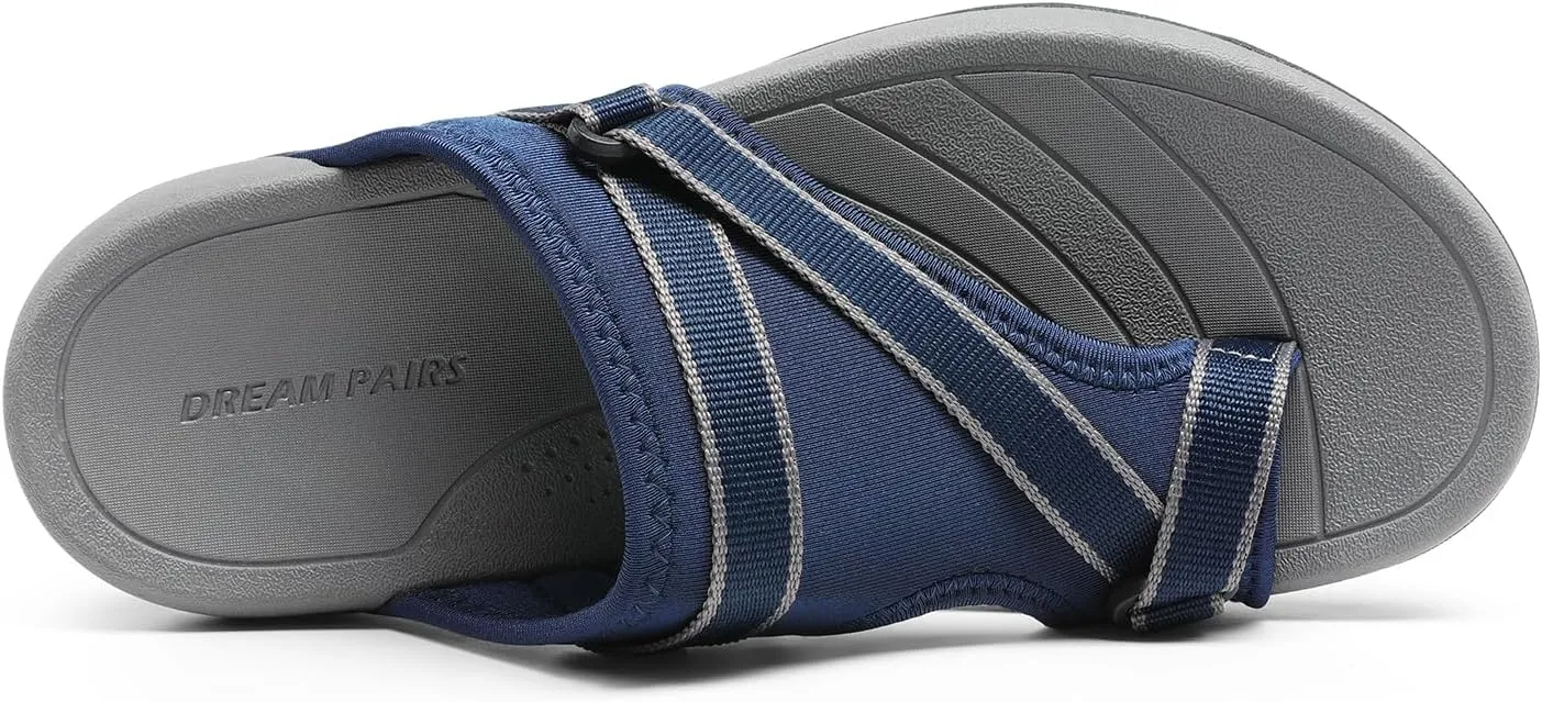 DREAM PAIRS Women's Athletic Sport Walking Slide Sandals Split-toe Beach Comfort Hiking Casual Outdoor Water Slip On Summer Shoes