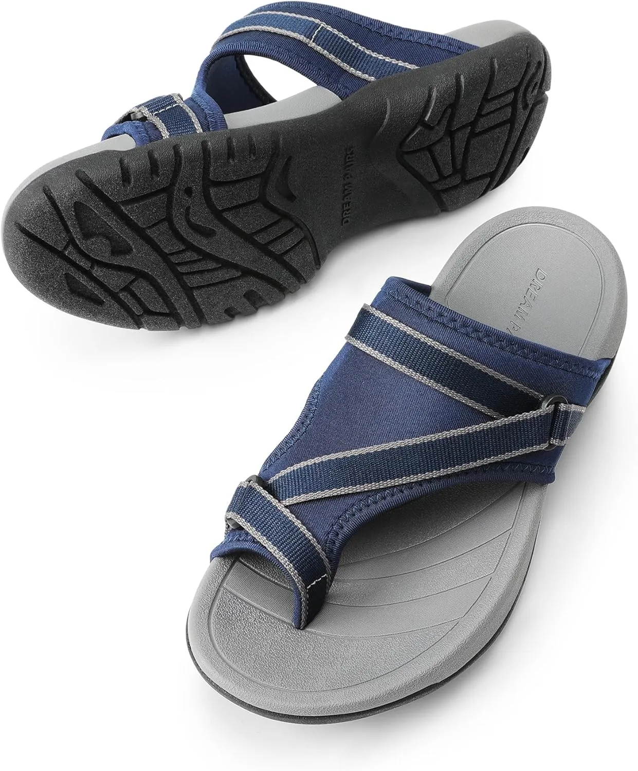 DREAM PAIRS Women's Athletic Sport Walking Slide Sandals Split-toe Beach Comfort Hiking Casual Outdoor Water Slip On Summer Shoes