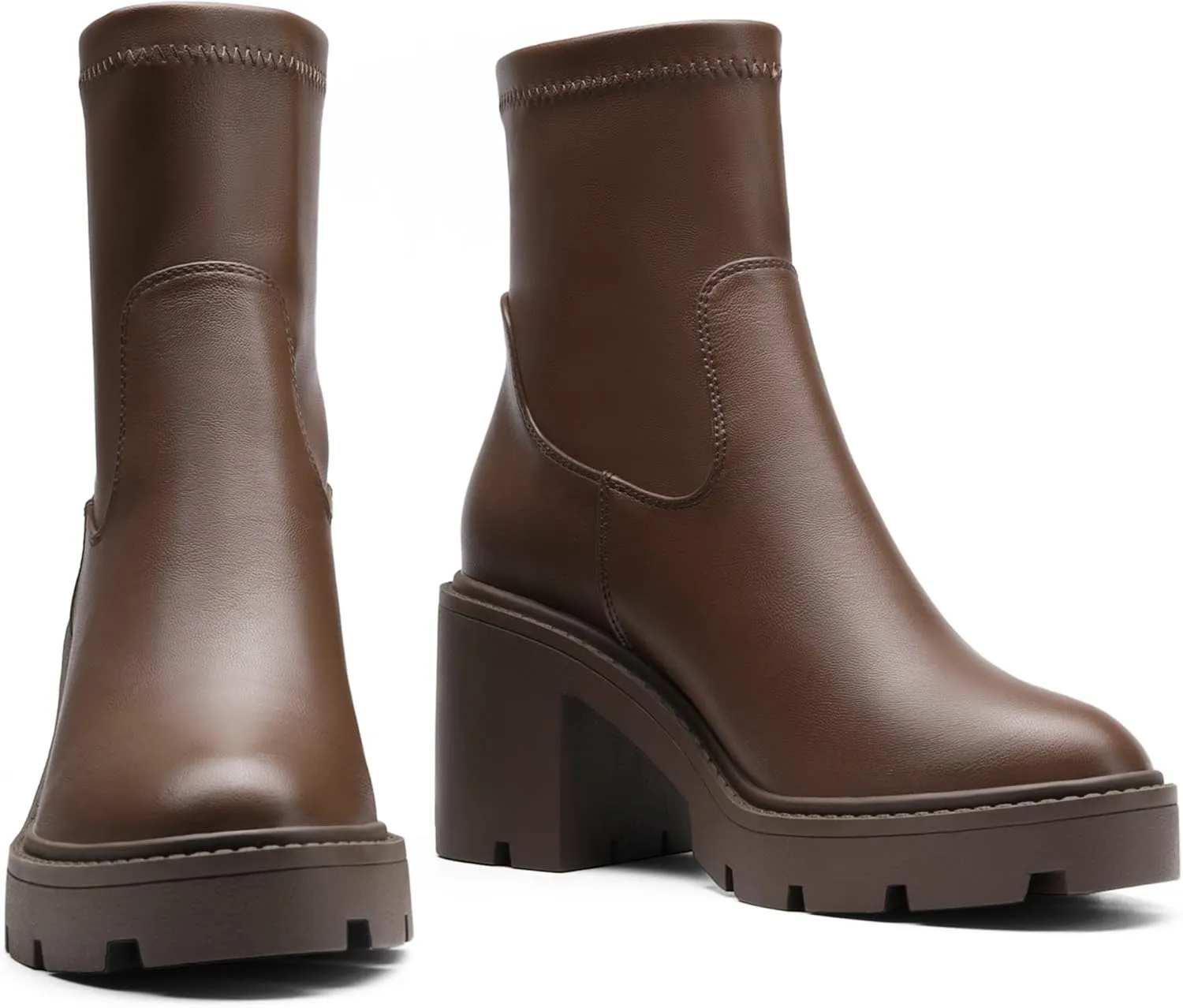 DREAM PAIRS Women's Chelsea Platform Boots Elastic Chunky Heel Lug Sole Ankle Booties Shoes