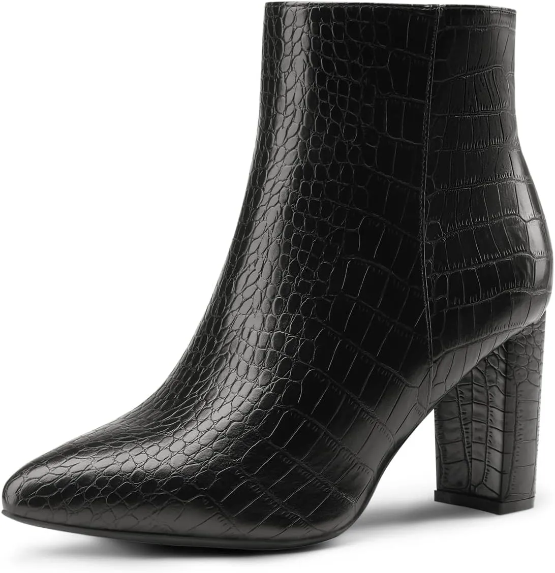 DREAM PAIRS Women's Chunky Heel Ankle Booties Pointed Toe Short Boots