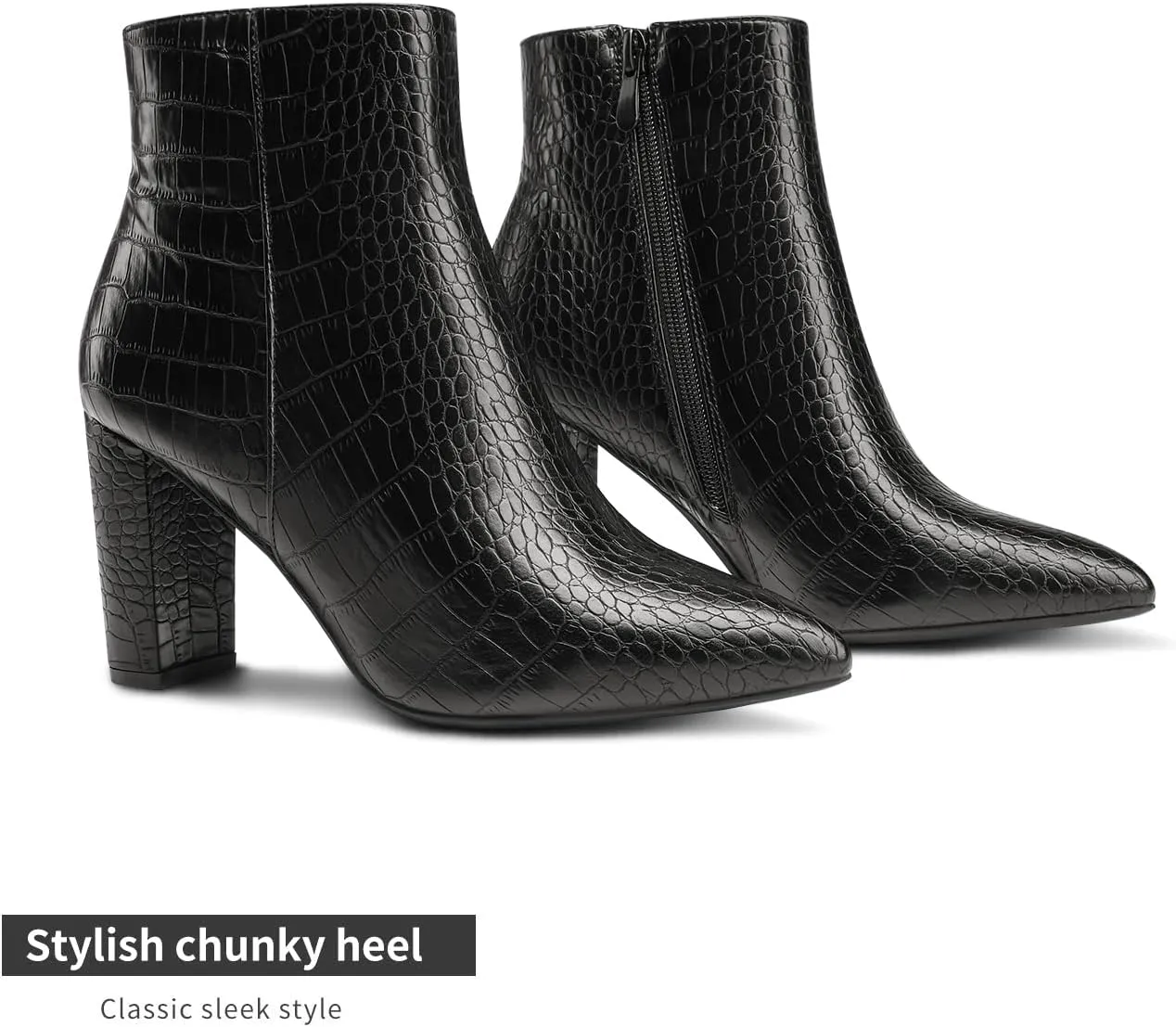 DREAM PAIRS Women's Chunky Heel Ankle Booties Pointed Toe Short Boots
