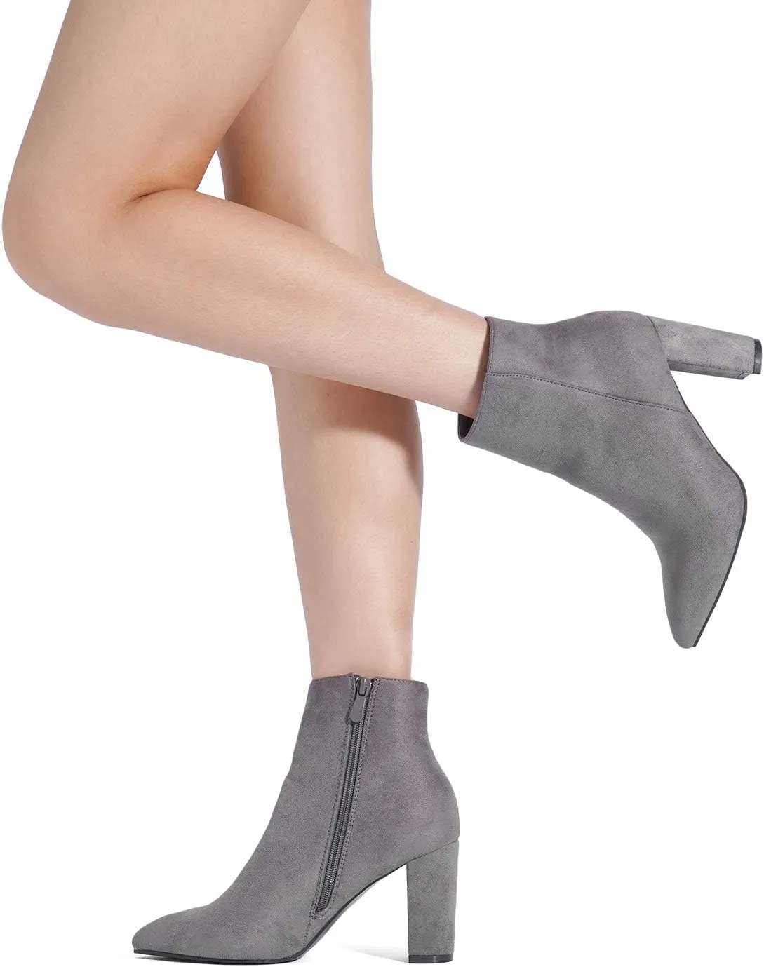 DREAM PAIRS Women's Chunky Heel Ankle Booties Pointed Toe Short Boots