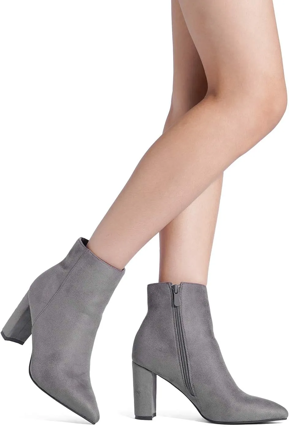 DREAM PAIRS Women's Chunky Heel Ankle Booties Pointed Toe Short Boots