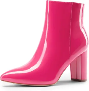 DREAM PAIRS Women's Chunky Heel Ankle Booties Pointed Toe Short Boots