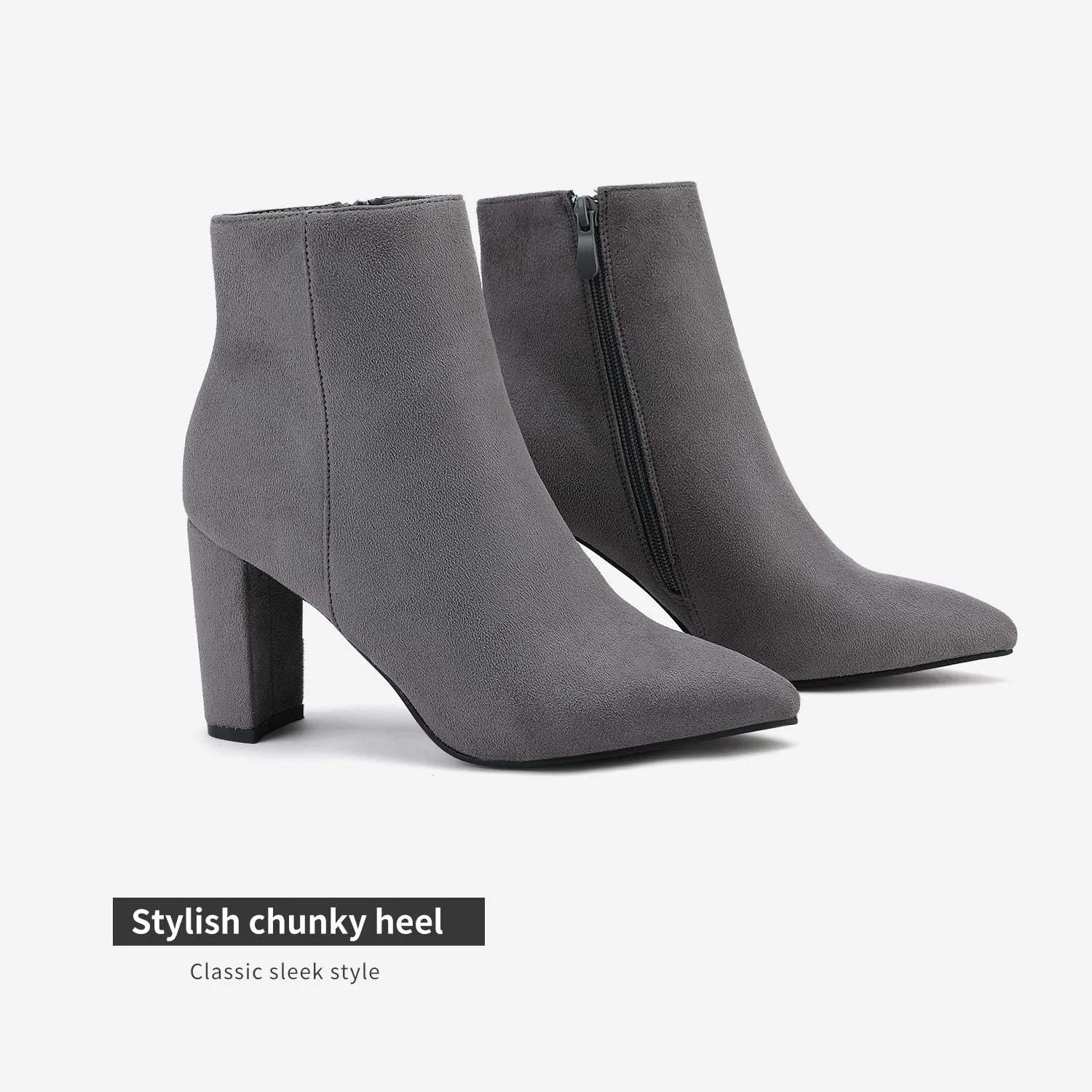 DREAM PAIRS Women's Chunky Heel Ankle Booties Pointed Toe Short Boots